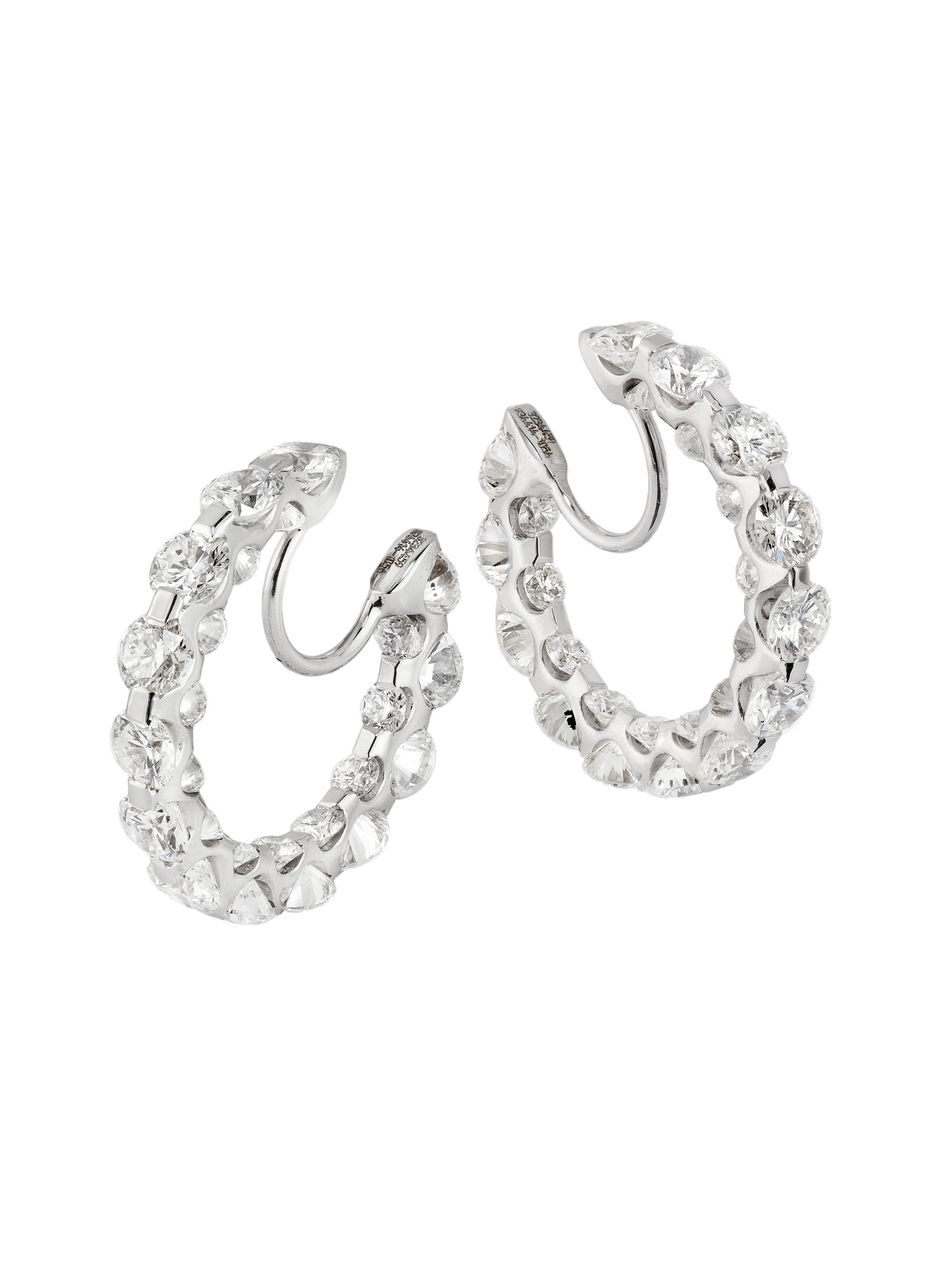 Chopard Women's 18K White Gold & 6.15 TCW Diamond  Inside-Out Hoop Earrings - White Gold