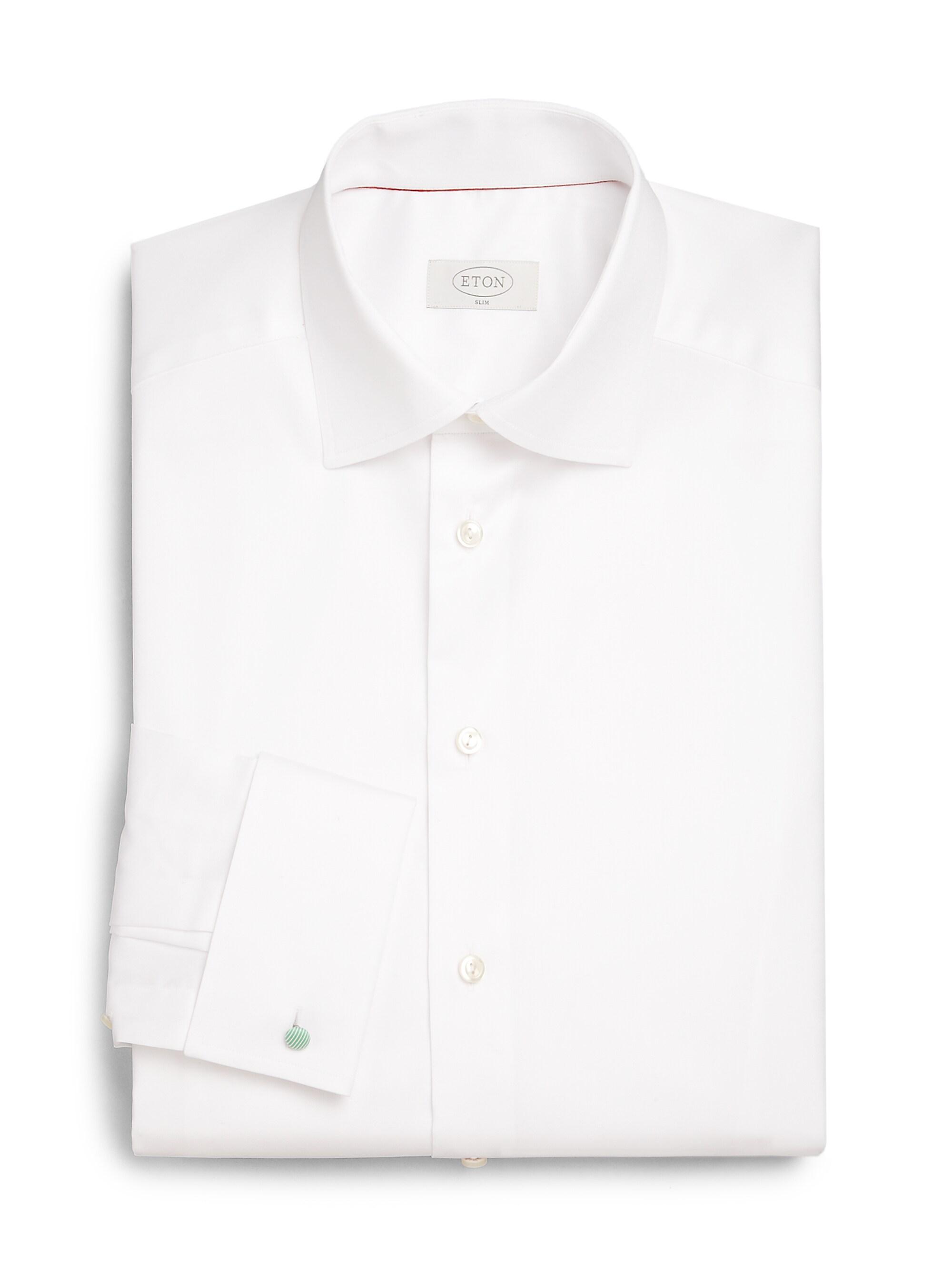 Eton Men's Slim-Fit French Cuff Twill Dress Shirt - White