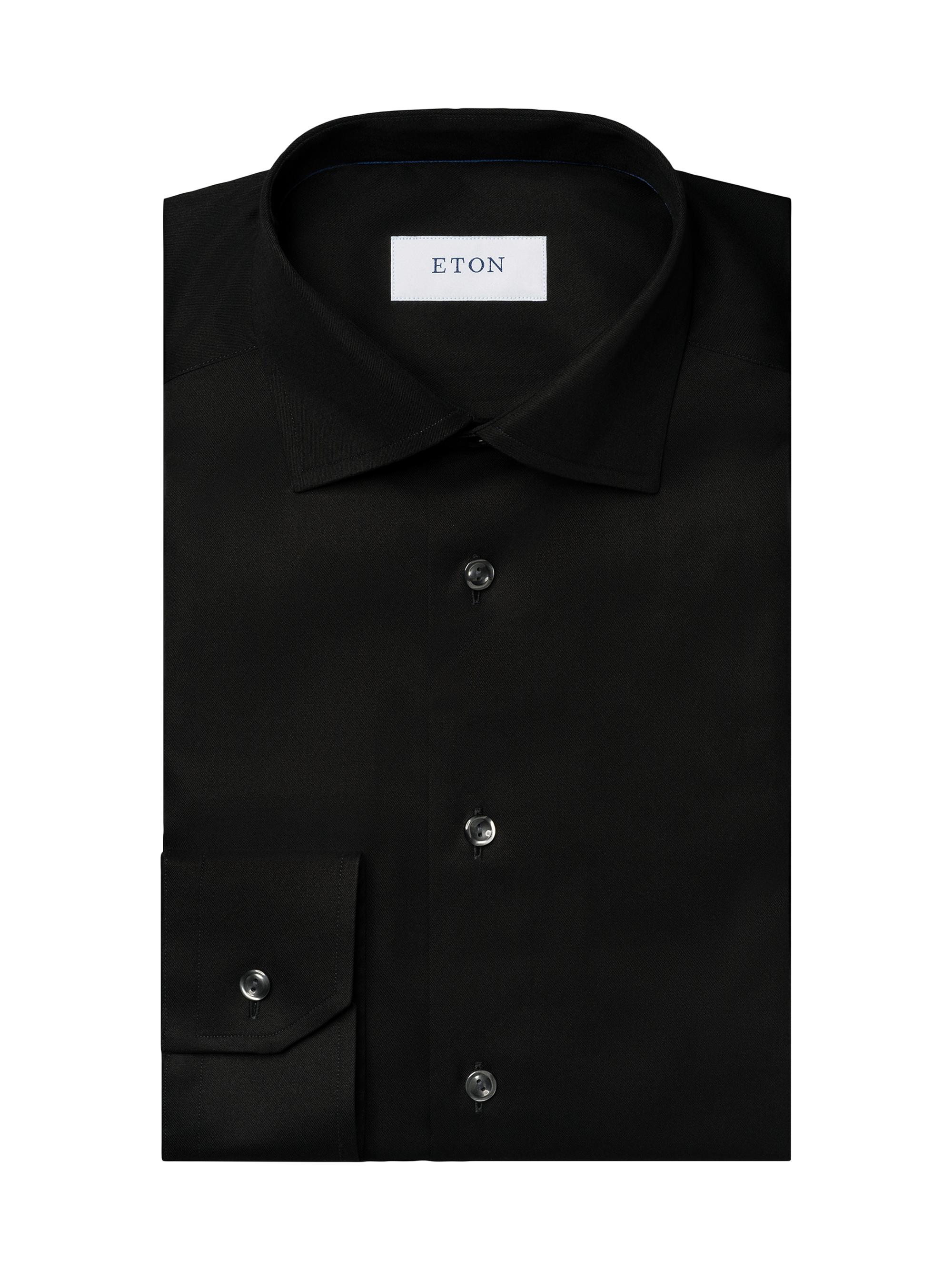 Eton Men's Slim-Fit Twill Dress Shirt - Black