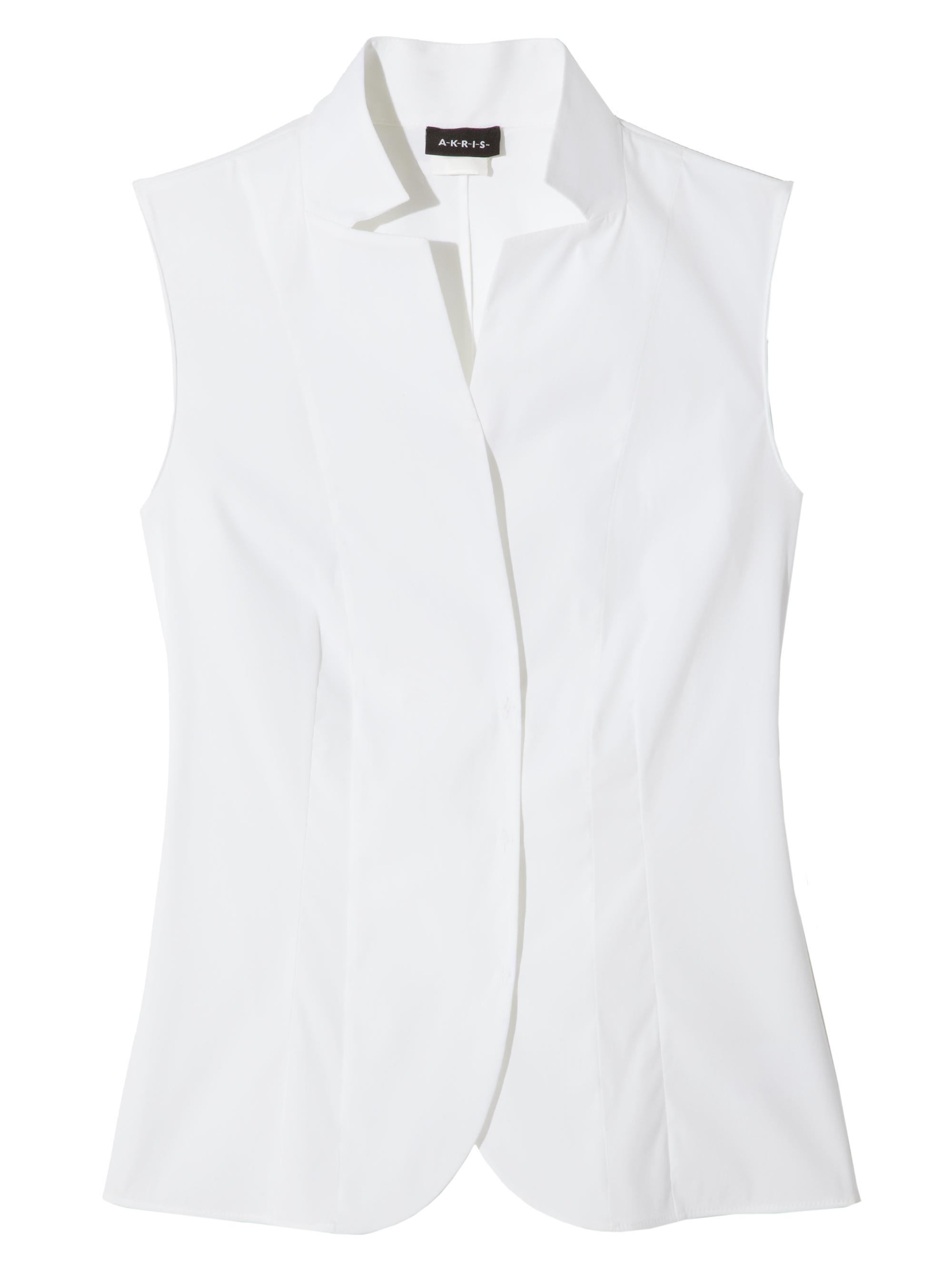 Akris Women's Stretch-Cotton Revers Collar Blouse - White