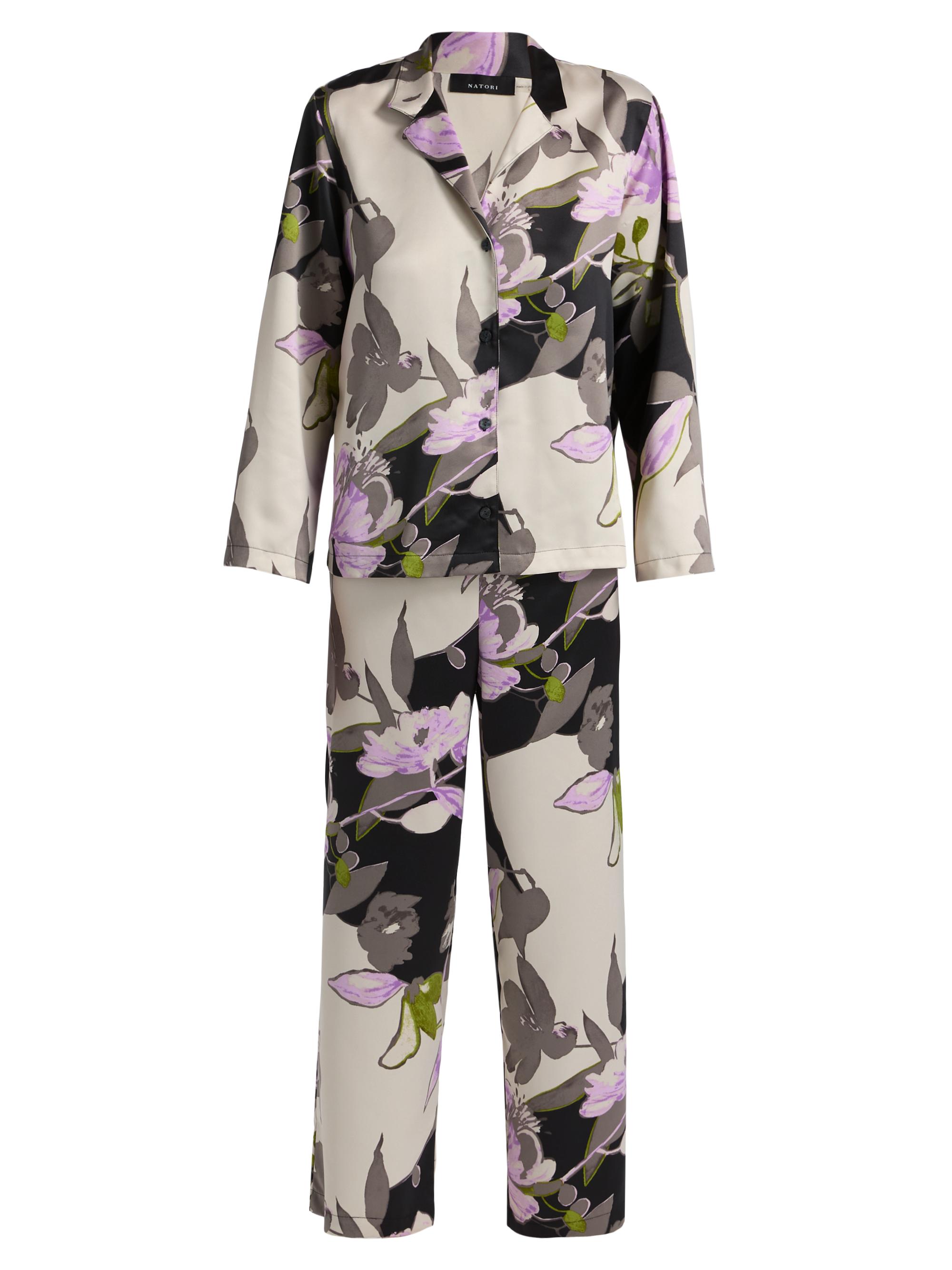 Natori Women's Tsubaki Floral Charmeuse Pajamas - Black Multi