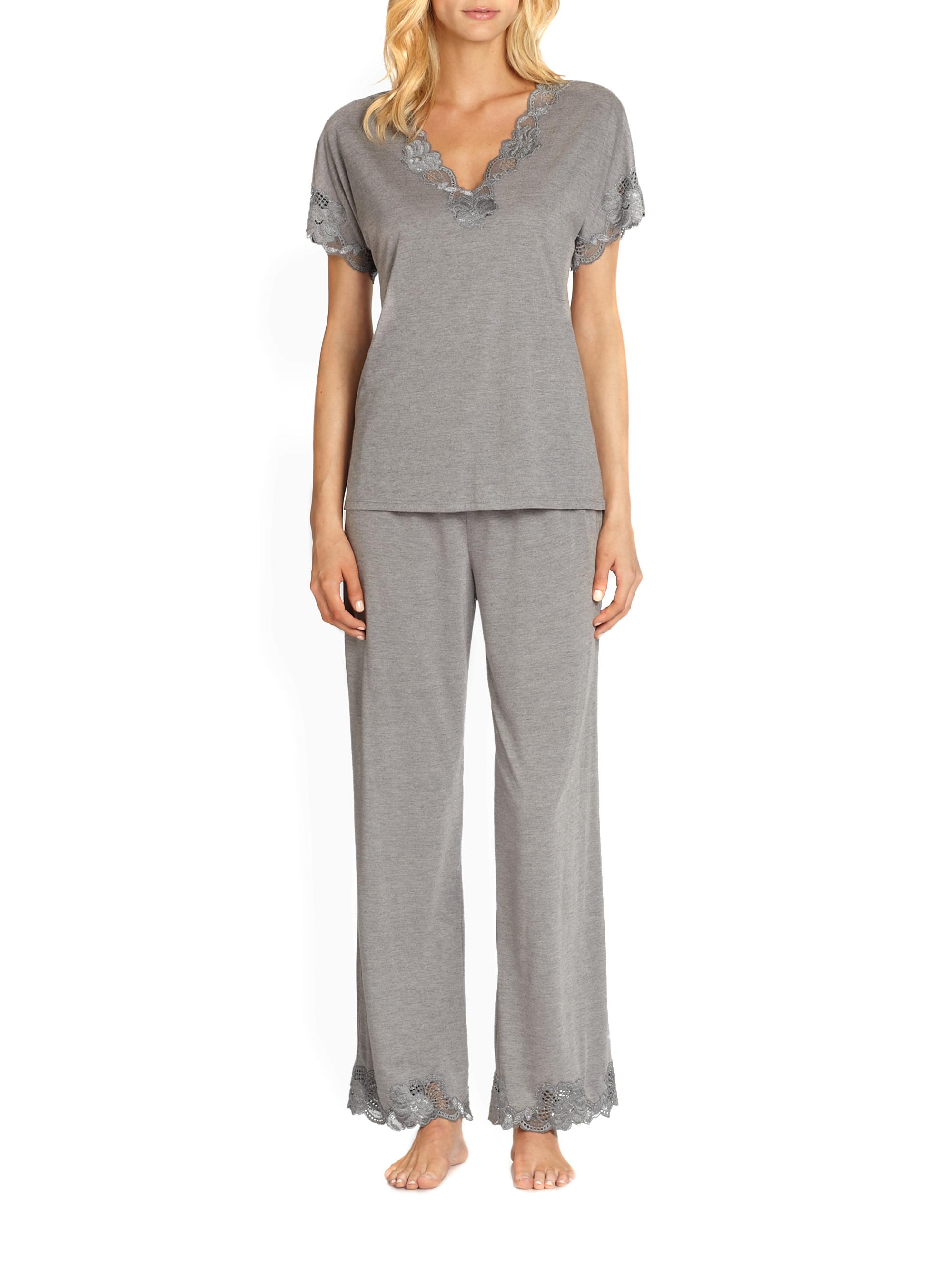 Natori Women's Zen Floral Jersey Pajamas - Grey