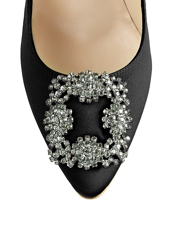 Shop Manolo Blahnik Hangisi 105MM Embellished Satin Pumps Shop Manolo Blahnik Hangisi 105MM Embellished Satin Pumps