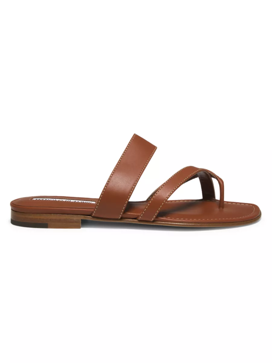 Shop Manolo Blahnik Susa Leather Thong Sandals | Saks Fifth