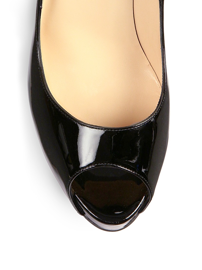 Shop Christian Louboutin Very Privé 120 Peep-Toe Patent Shop Christian Louboutin Very Privé 120 Peep-Toe Patent