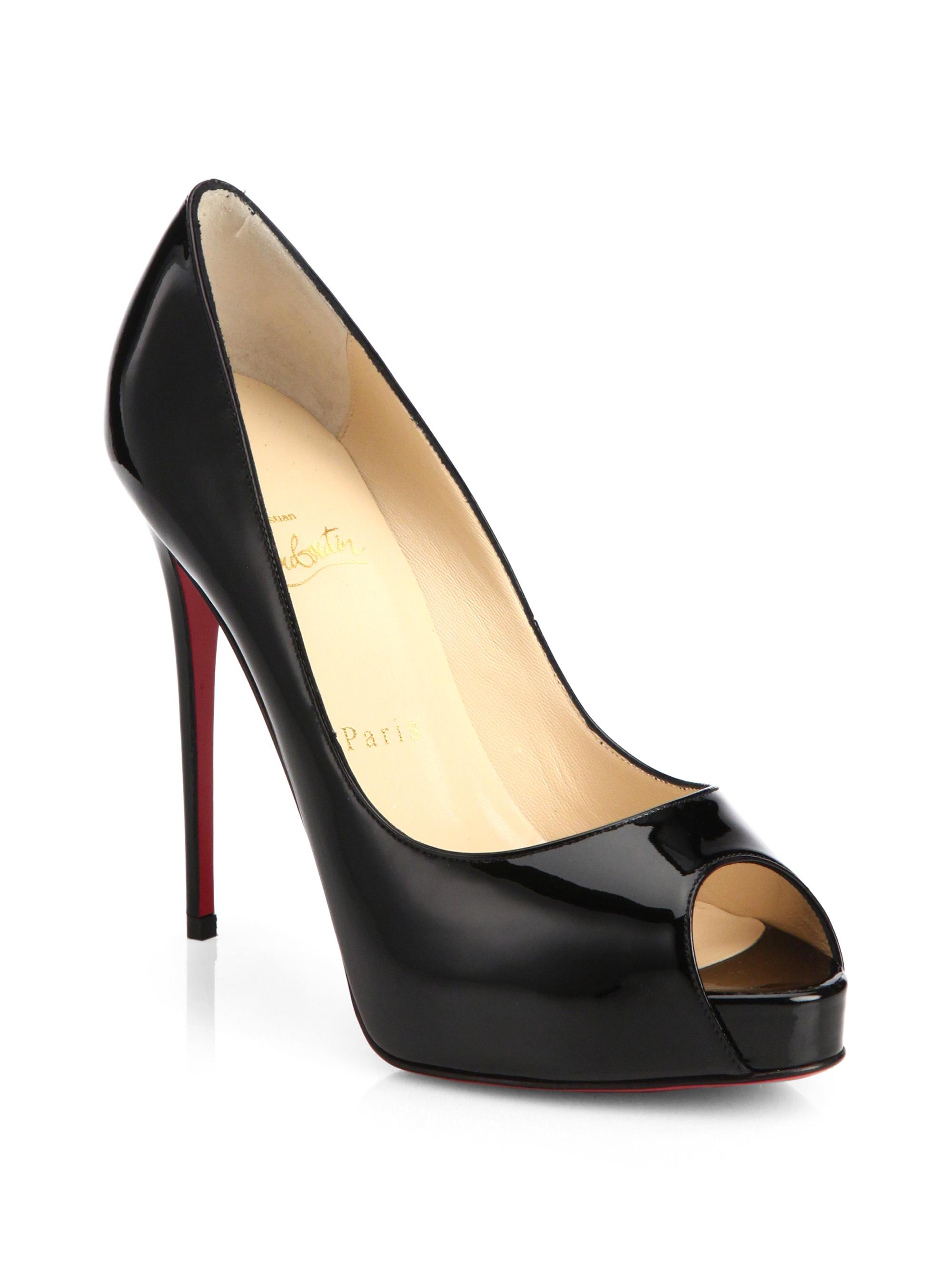Christian Louboutin Women's Very Privé 120 Peep-Toe Patent Leather Pumps - Black