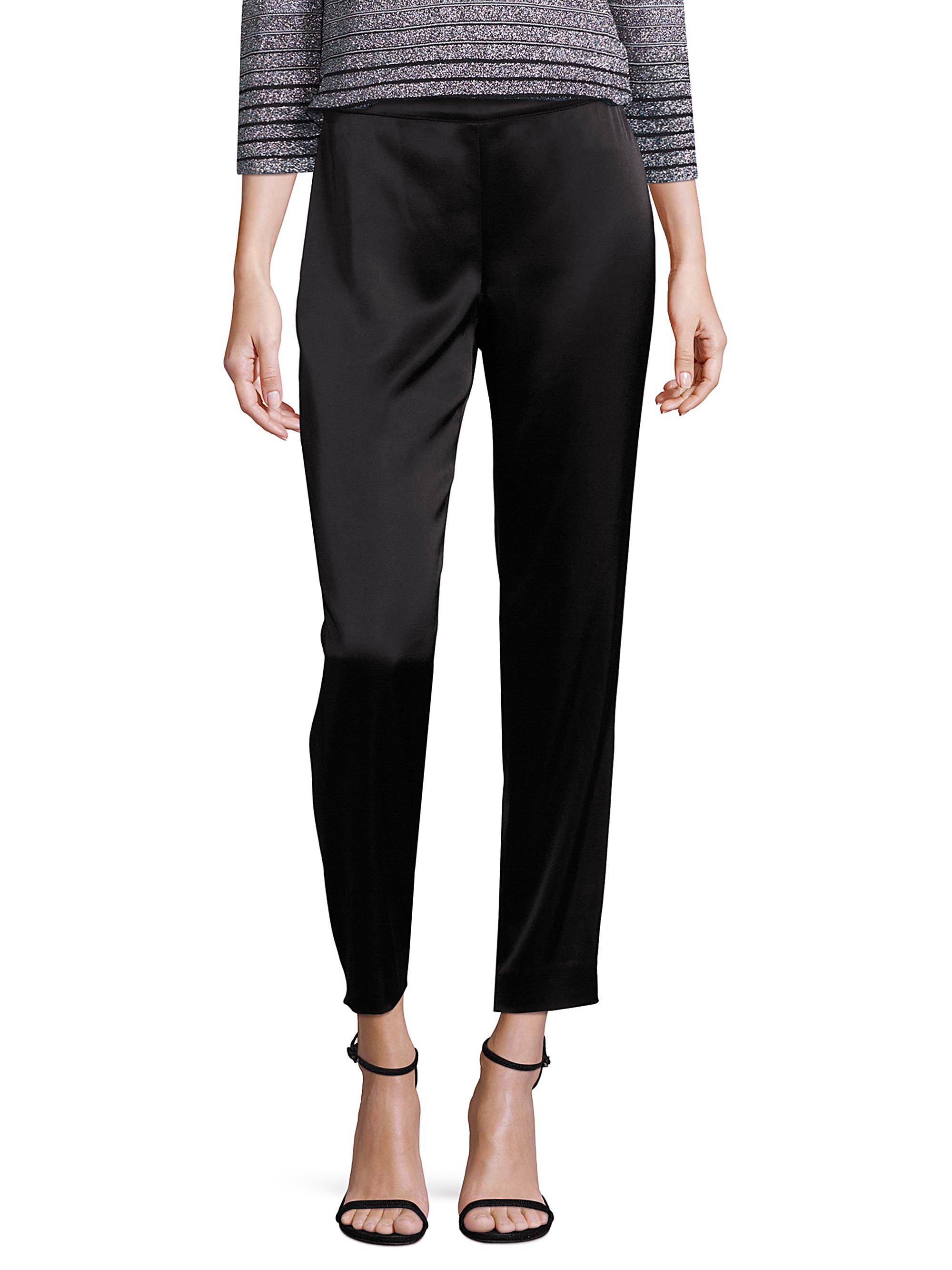 St. John Women's Liquid Satin Emma Pants - Caviar