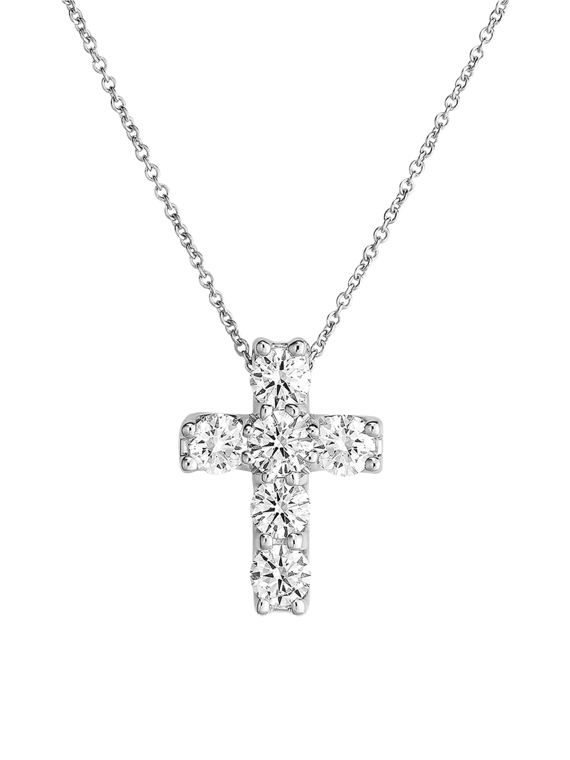 Roberto Coin Women's 18K White Gold & Diamond Cross Pendant Necklace - White Gold