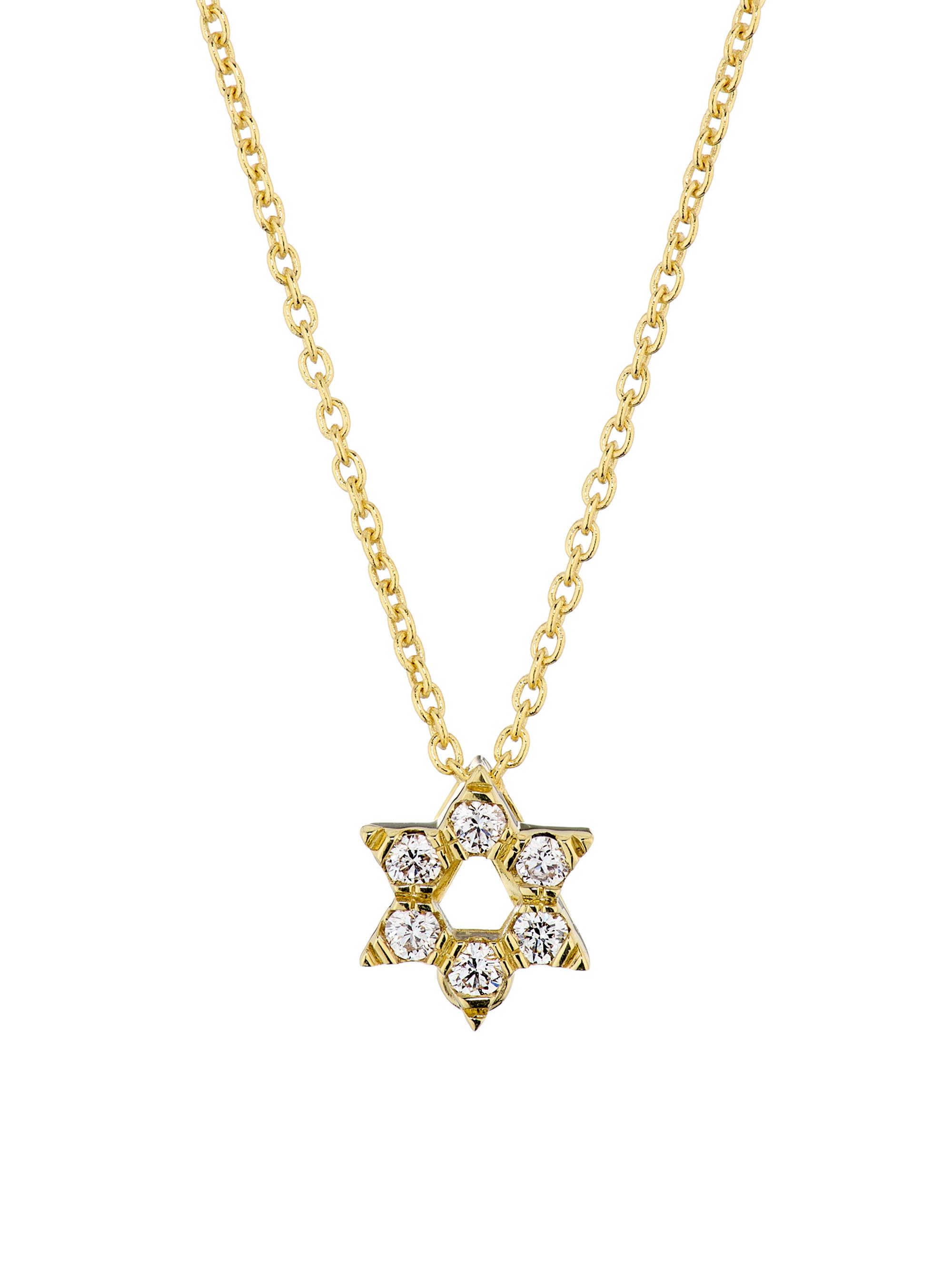 Roberto Coin Women's Tiny Treasures 0.09 TCW Diamond & 18K White Gold Star Of David Necklace - Yellow Gold
