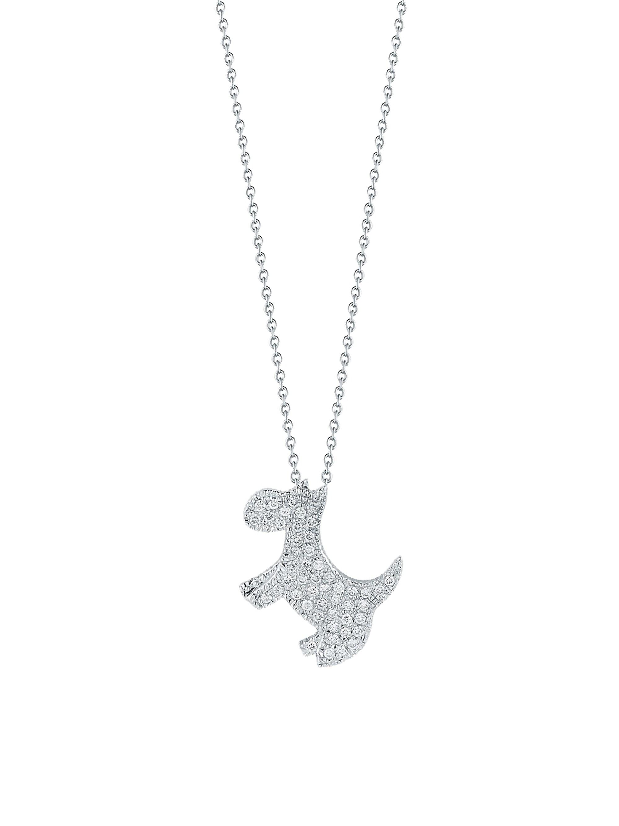 Roberto Coin Women's Tiny Treasures 18K White Gold & 0.21 TCW Diamond Scotty Dog Pendant Necklace