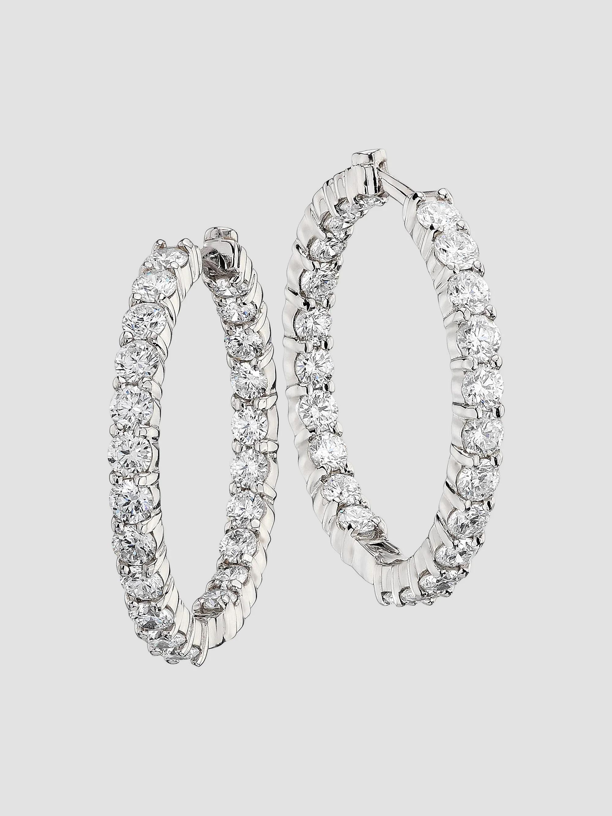 Roberto Coin Women's Perfect Diamond Hoops 18K Yellow Gold & 3.43 TCW Diamond Inside-Out Hoop Earrings - White Gold