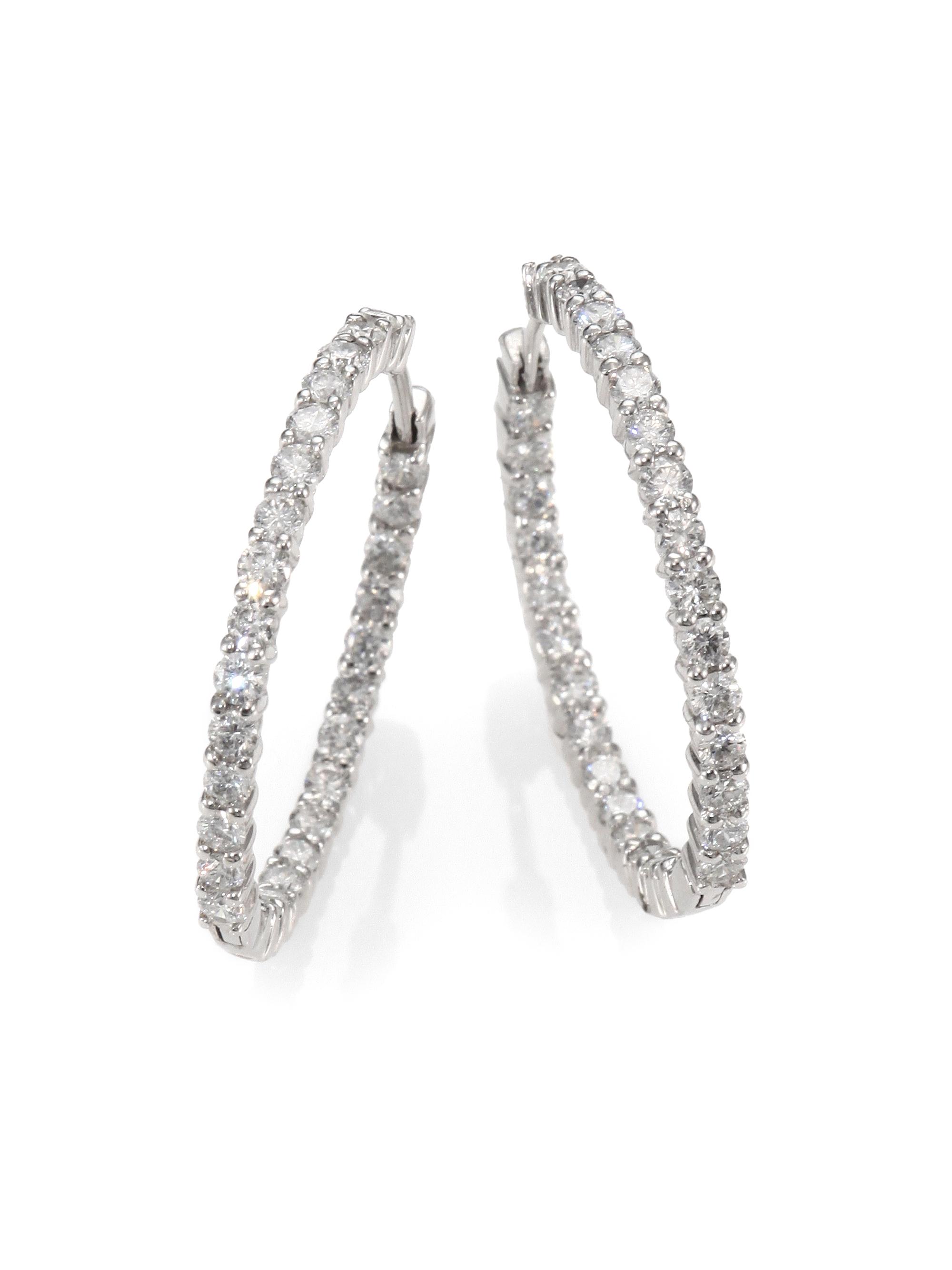 Roberto Coin Women's 18K White Gold & Diamond Hoop Earrings/1.2" - White Gold