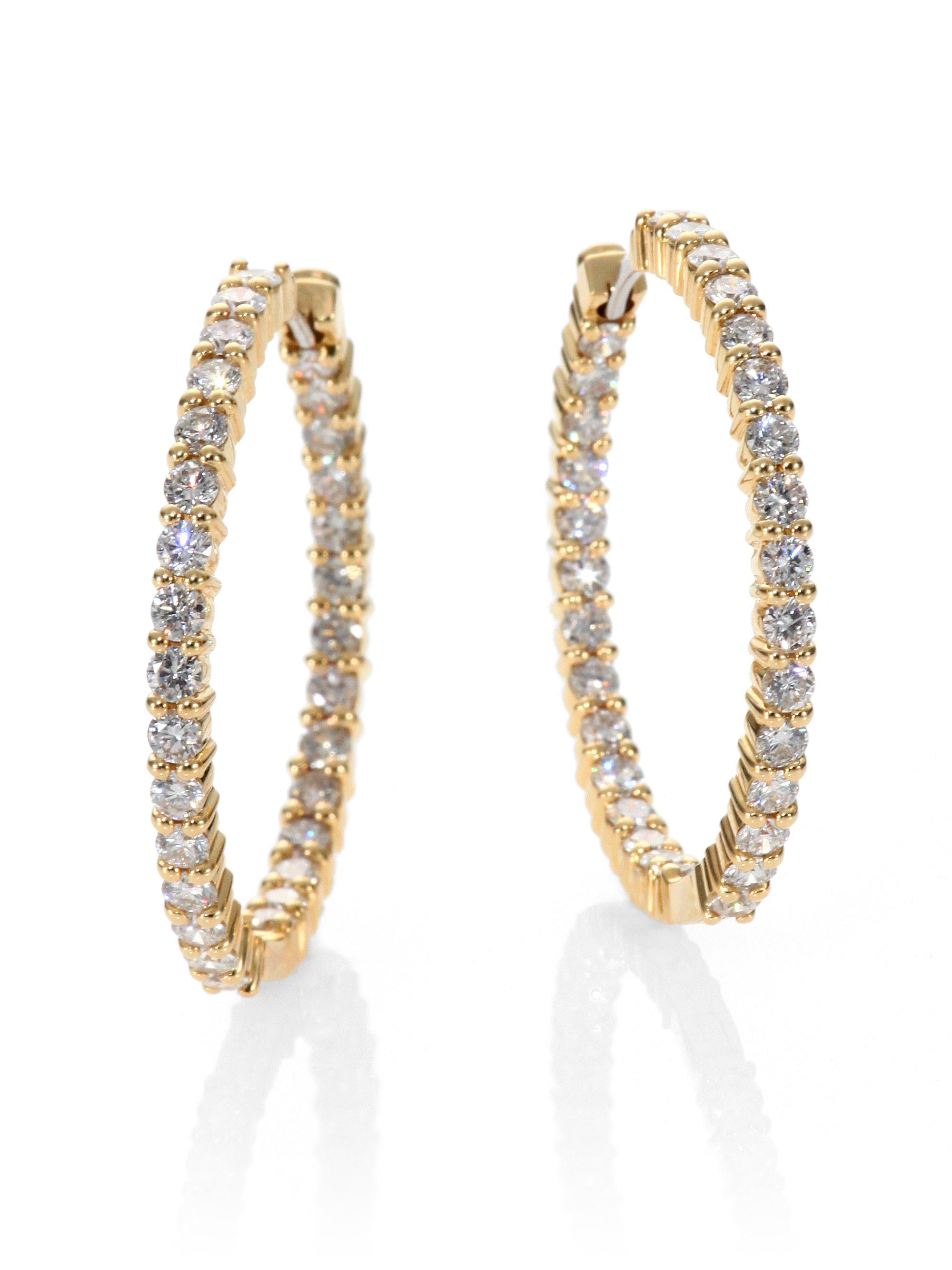 Roberto Coin 18K Yellow Gold & Diamond Hoop Earrings/1.15" - Gold