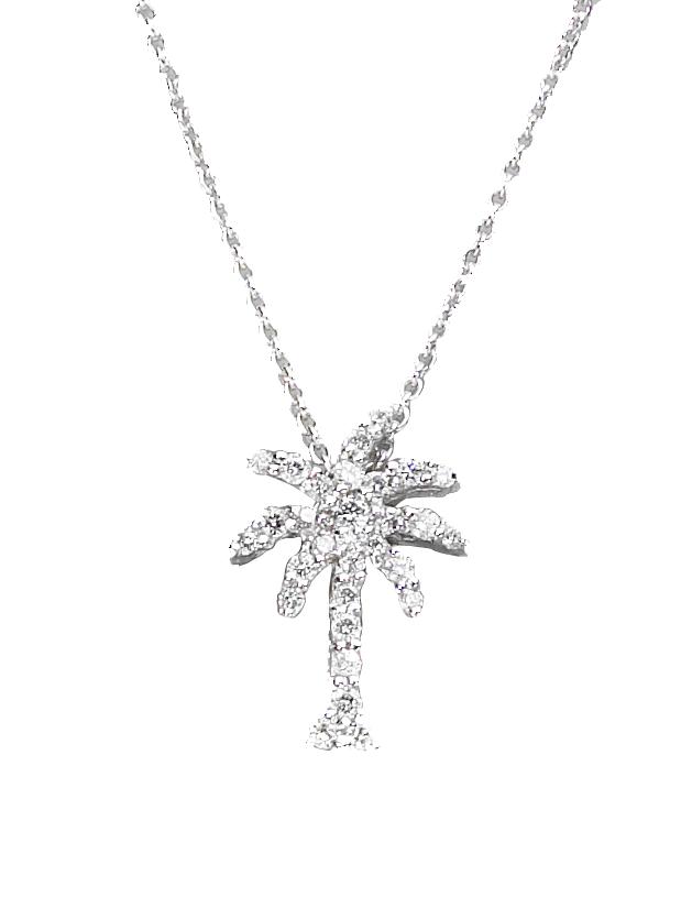 Roberto Coin Women's Tiny Treasures 0.17 TCW Diamond & 18K White Gold Palm Tree Pendant Necklace - White Gold