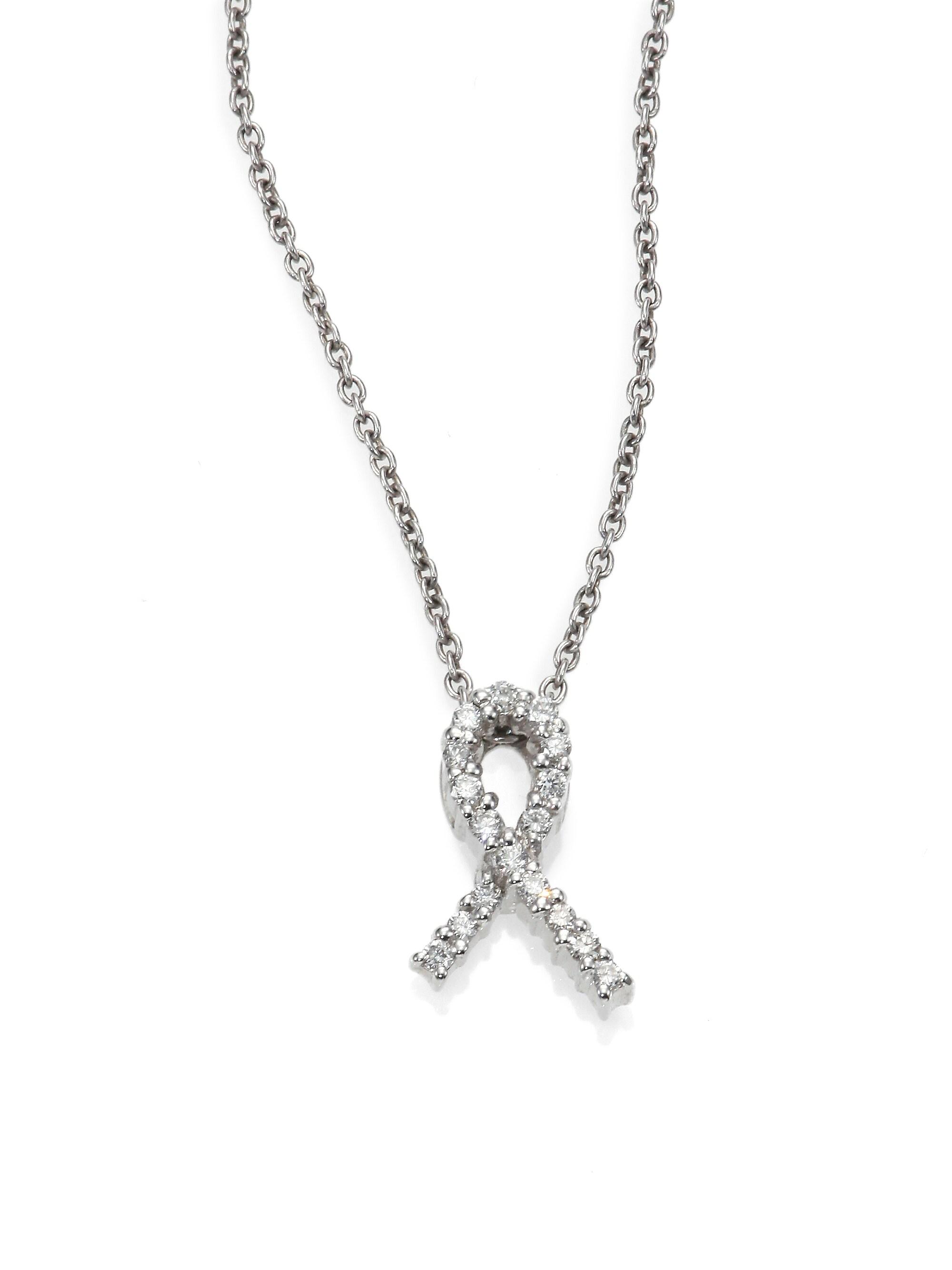 Roberto Coin Women's Tiny Treasures Diamond & 18K White Gold Hope Pendant Necklace - White Gold