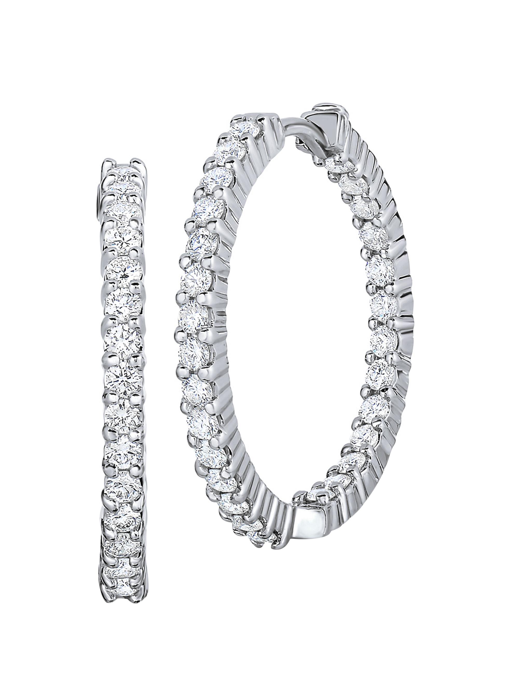 Roberto Coin Women's 18K White Gold & 1.53 TCW Diamond Inside-Out Hoop Earrings/25MM - White