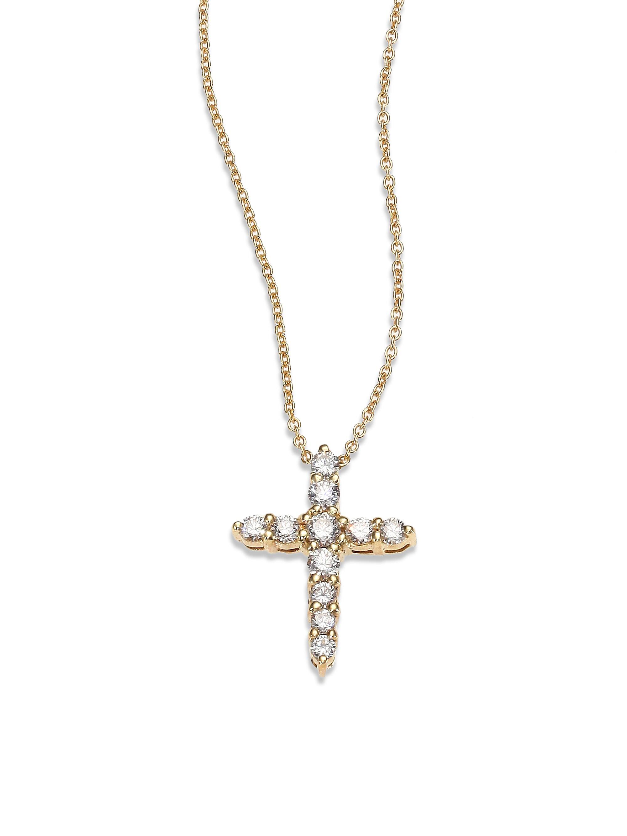 Roberto Coin Tiny Treasures Diamond & 18K Yellow Gold Cross