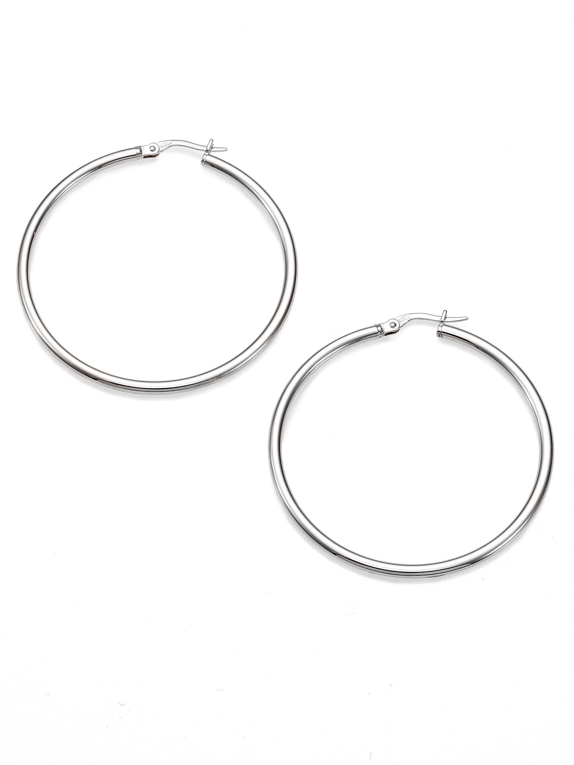 Roberto Coin Women's 18K White Gold Hoop Earrings/1.75" - White Gold