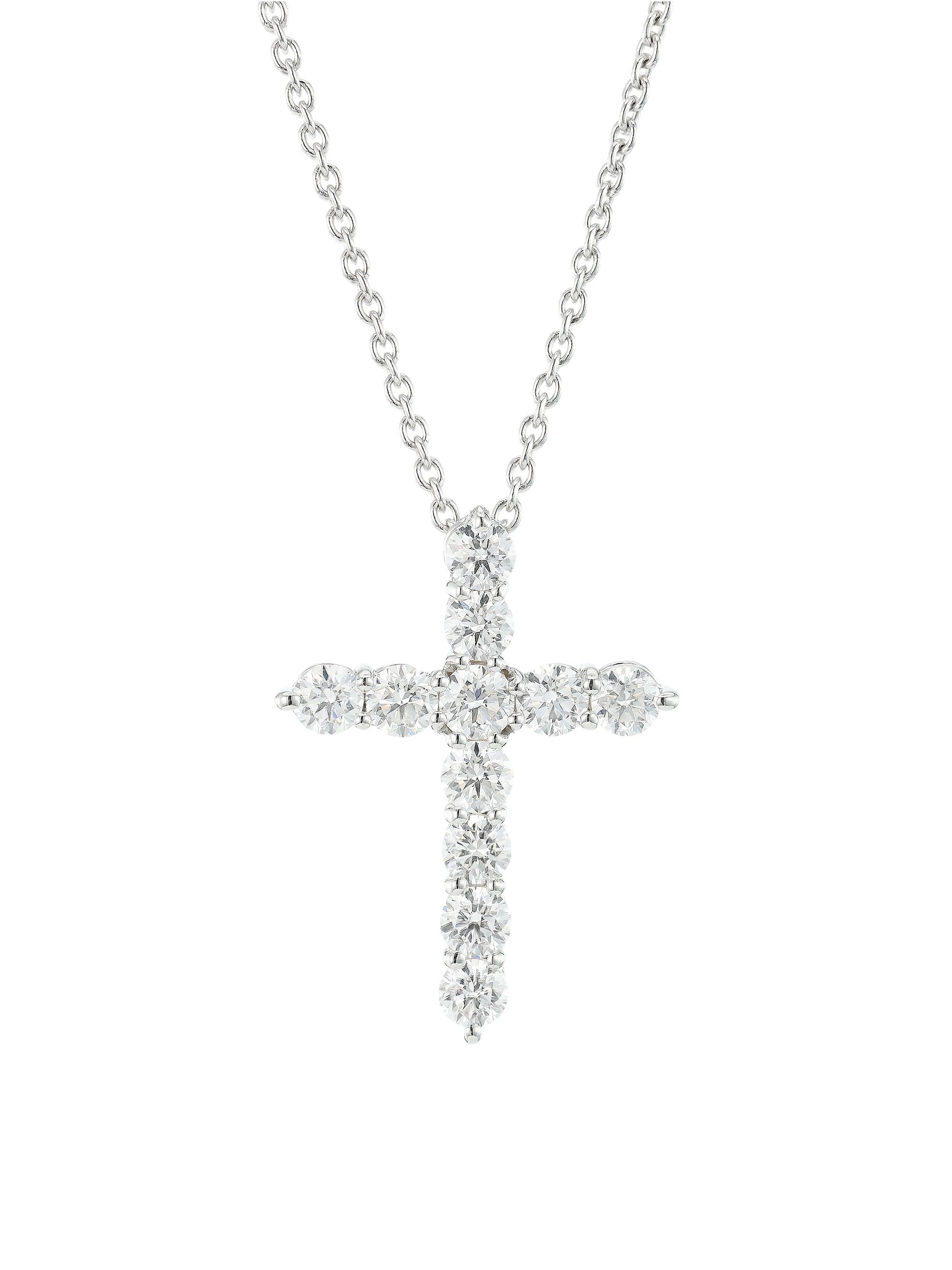 Roberto Coin Women's 18K White Gold & Diamond  Cross Pendant Necklace - White