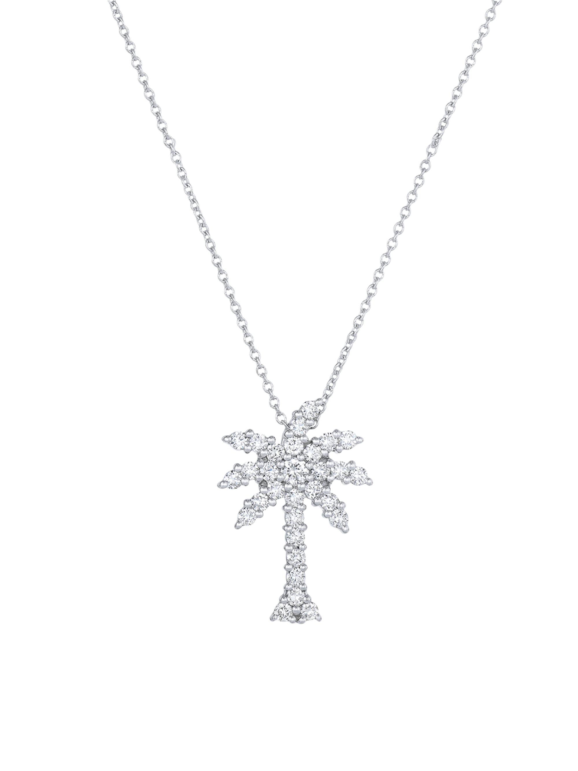 Roberto Coin Women's Tiny Treasures 18K White Gold & Diamond Palm Tree Pendant Necklace - White Gold