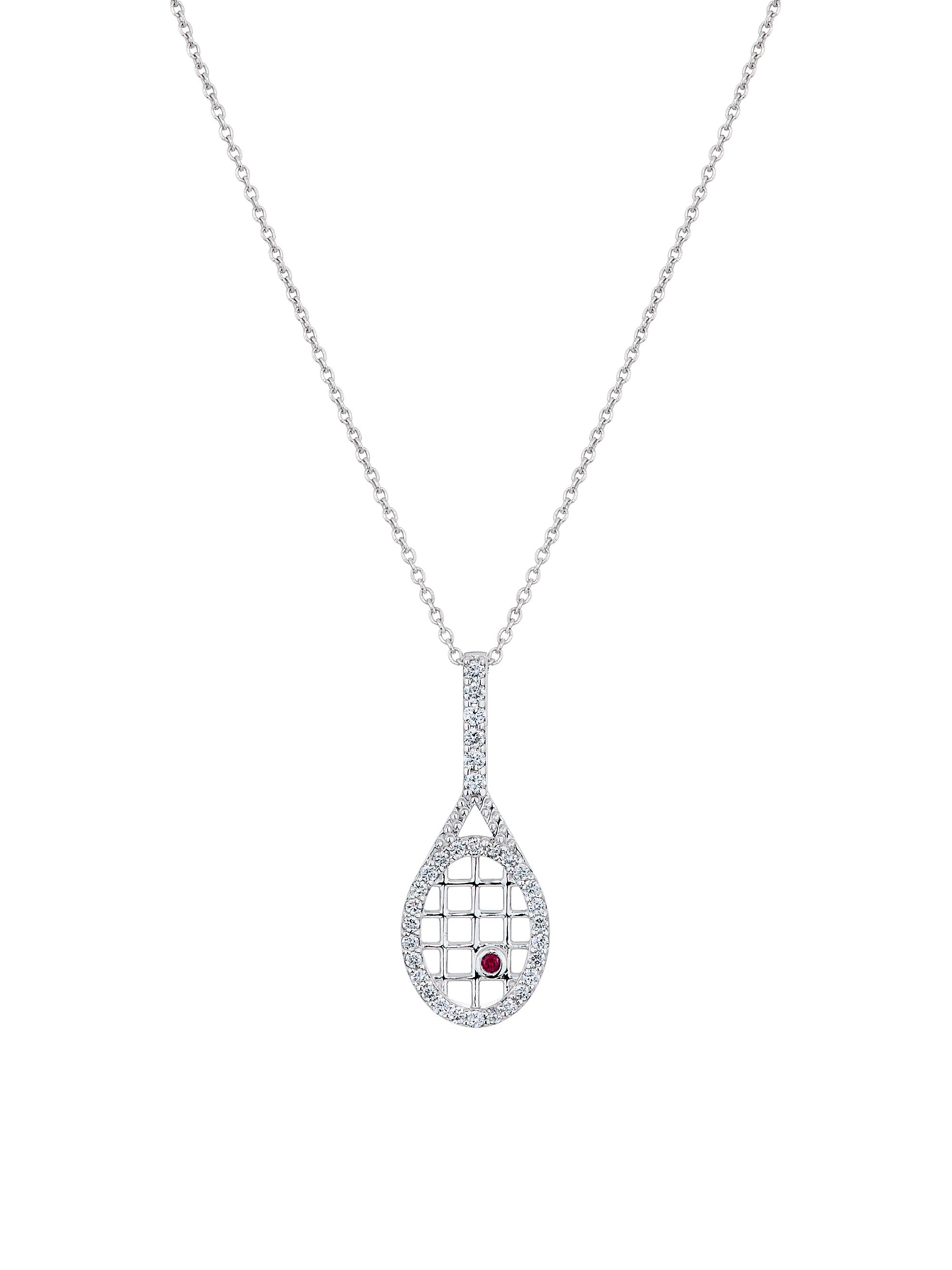 Roberto Coin Women's Tiny Treasures Tennis Racquet 18K White Gold & 0.19 TCW Diamond Necklace - White Gold