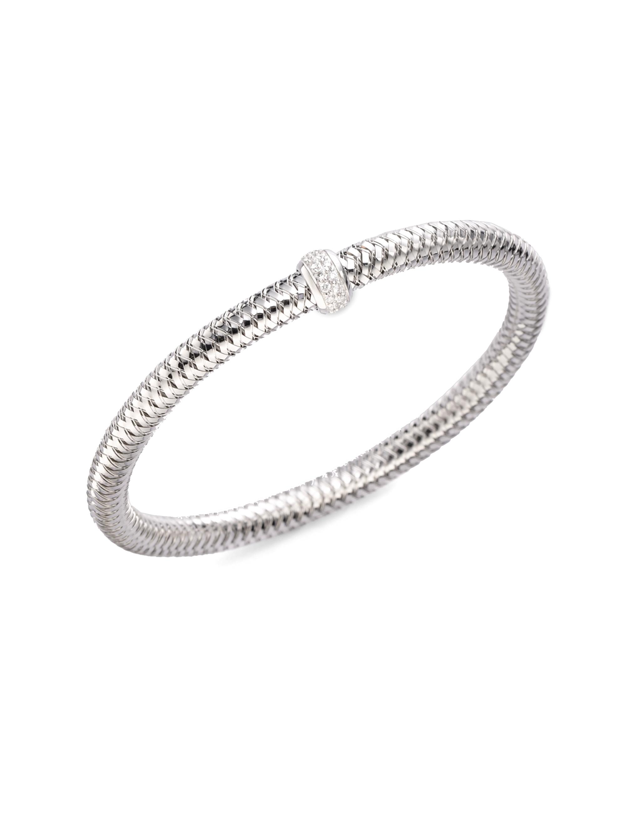 Roberto Coin Women's 0.22 TCW Primavera Diamond & 18K White Gold Woven Bracelet - White Gold