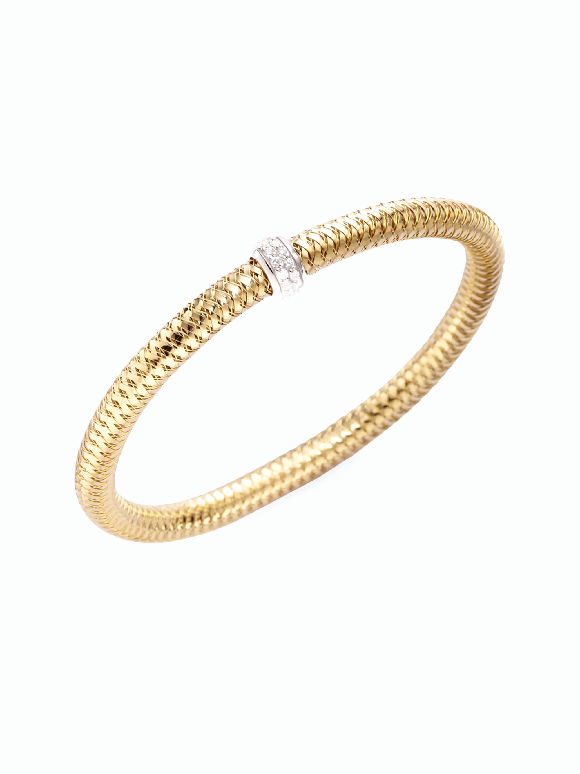 Roberto Coin Women's 0.22 TCW Primavera Diamond & 18K Yellow Gold Woven Bracelet - Yellow Gold