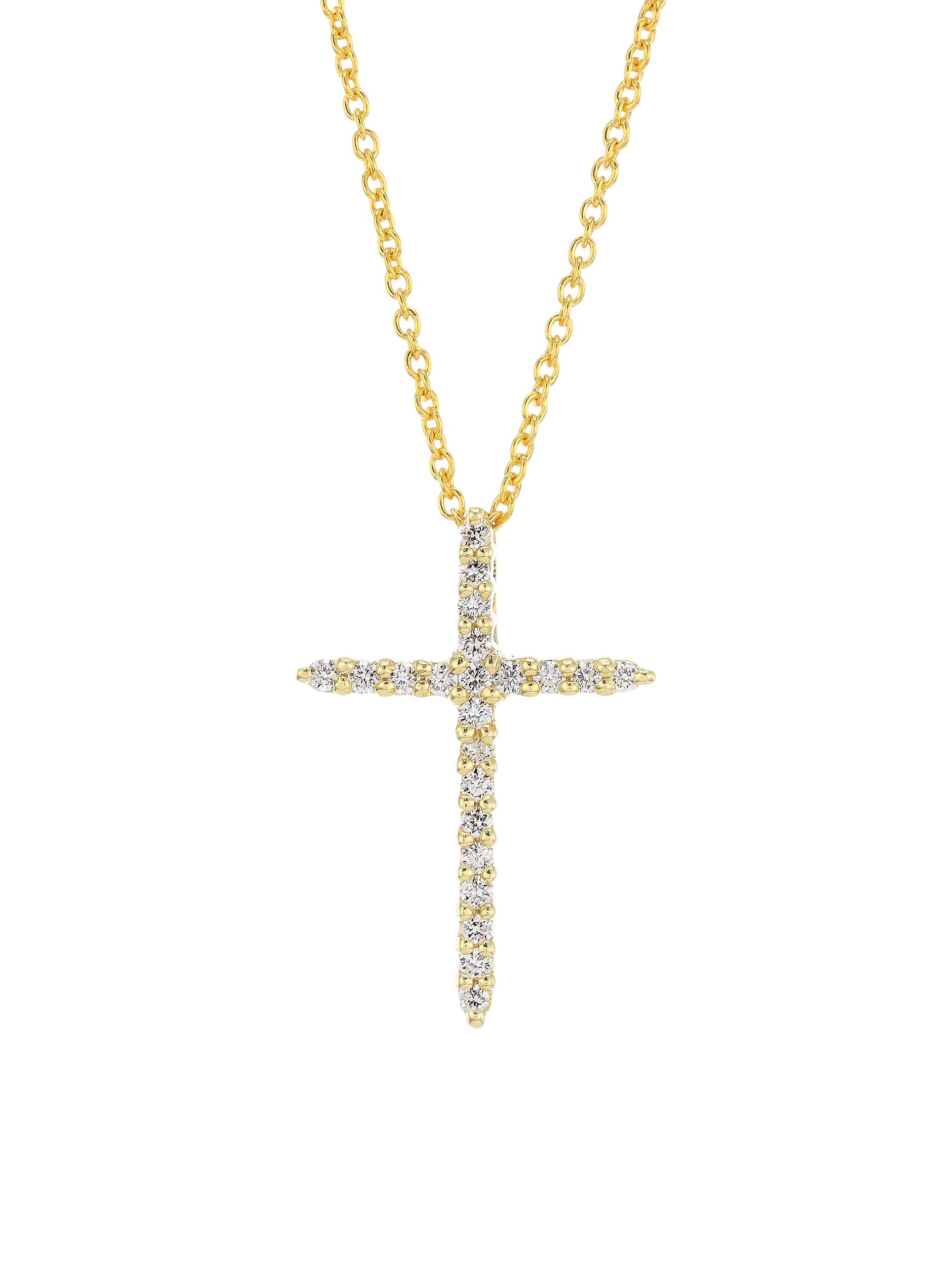 Roberto Coin Women's Tiny Treasures 18K Yellow Gold & Diamond Cross Pendant Necklace - Yellow Gold