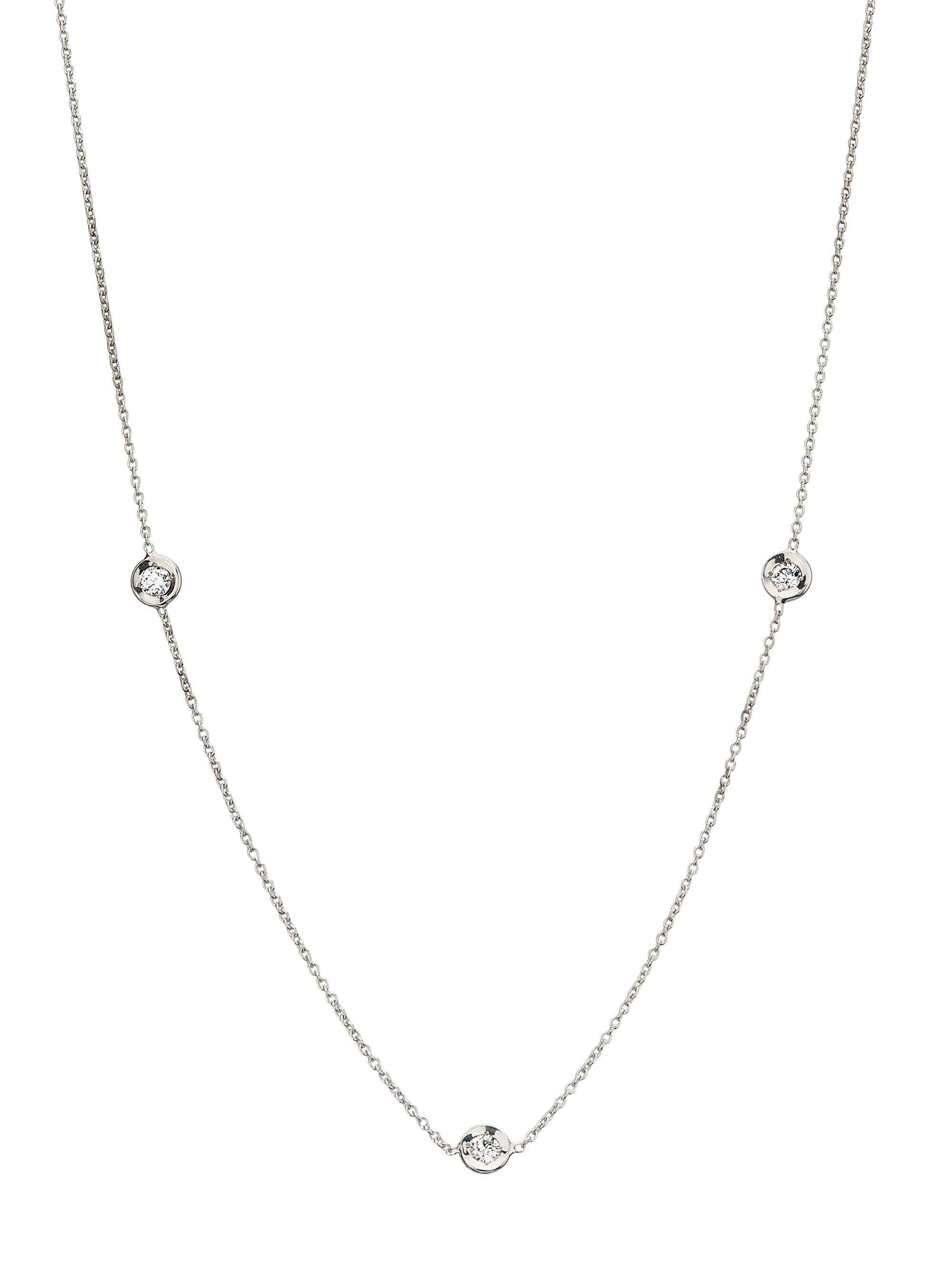 Roberto Coin Women's Tiny Treasures 18K White Gold & 0.15 TCW Diamond Station Necklace - White Gold