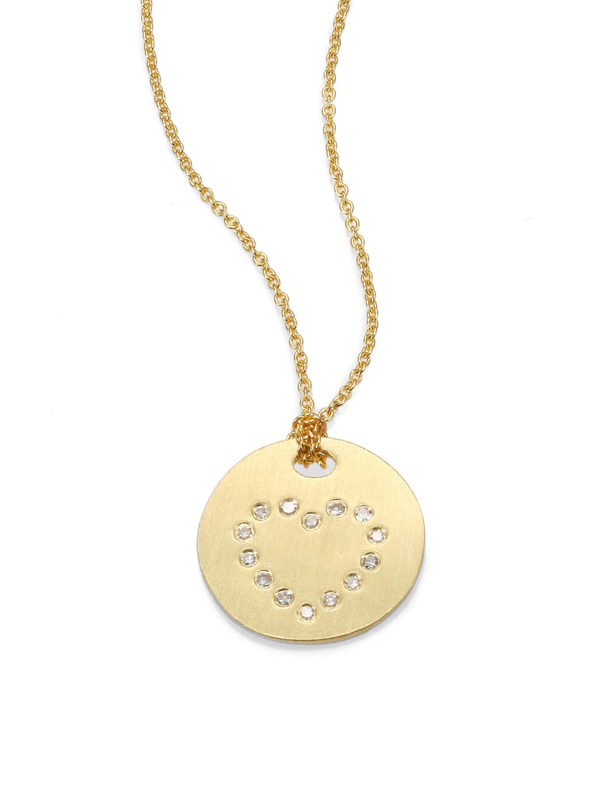 Roberto Coin Tiny Treasures 18K Yellow Gold & Diamond Heart Disc Pendant Necklace - Gold