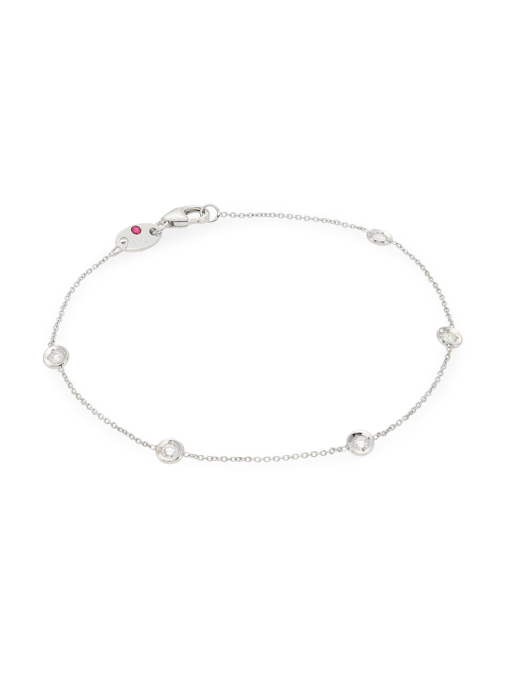 Roberto Coin Women's Tiny Treasures 18K White Gold & Diamond Bezel Station Bracelet - White Gold