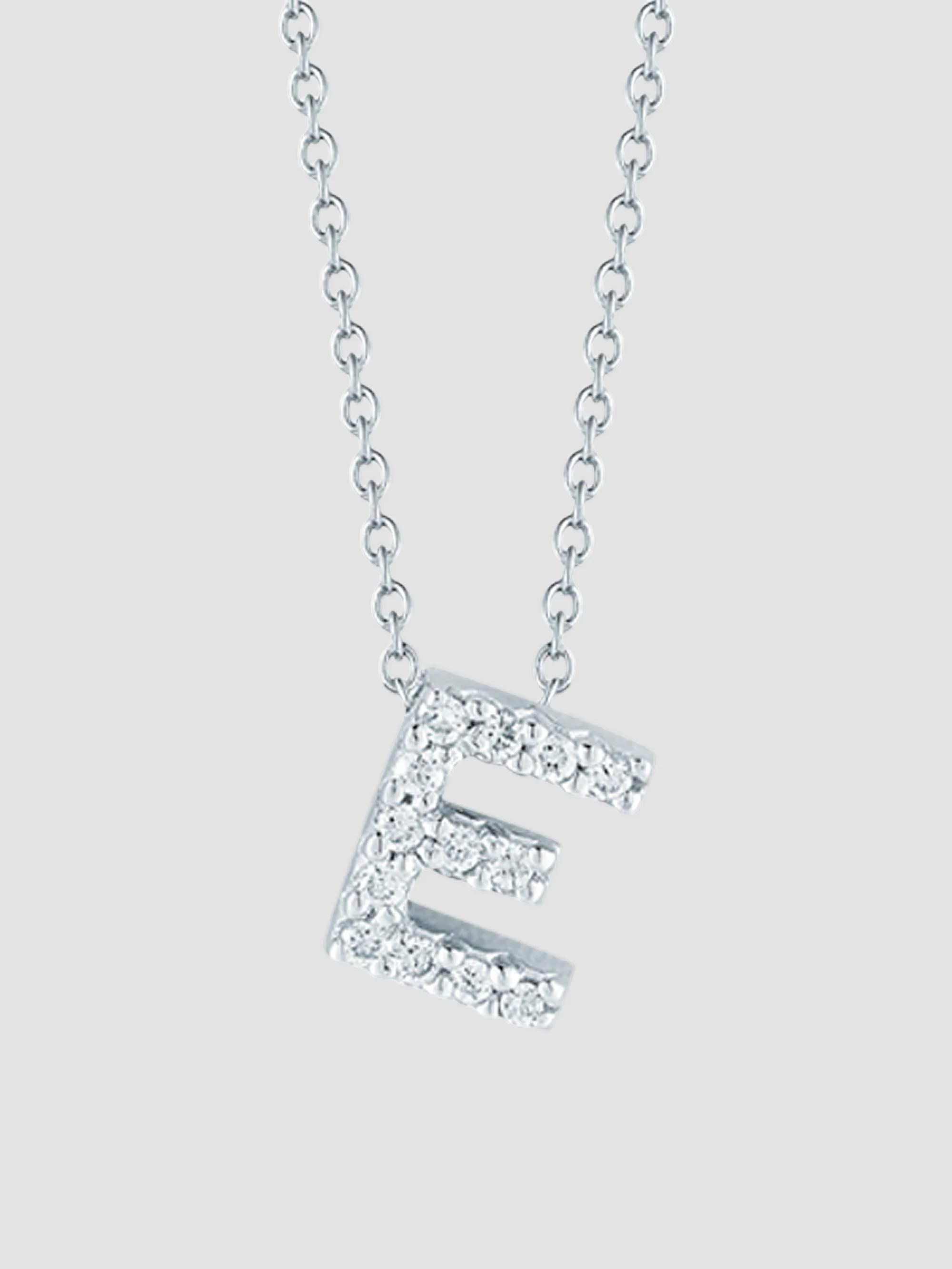 Roberto Coin Women's Tiny Treasures 0.08 TCW Diamond & 18K White Gold Initial Necklace - Initial E