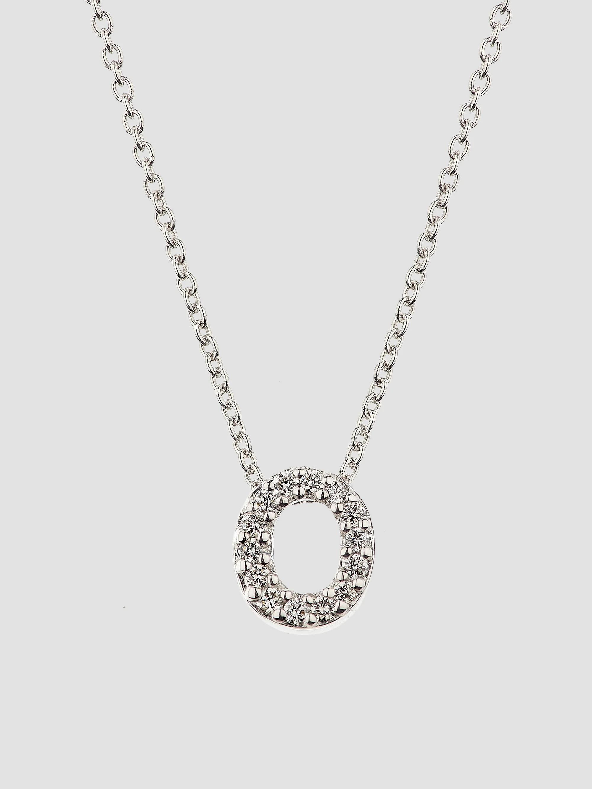 Roberto Coin Women's Tiny Treasures 0.08 TCW Diamond & 18K White Gold Initial Necklace - Initial O