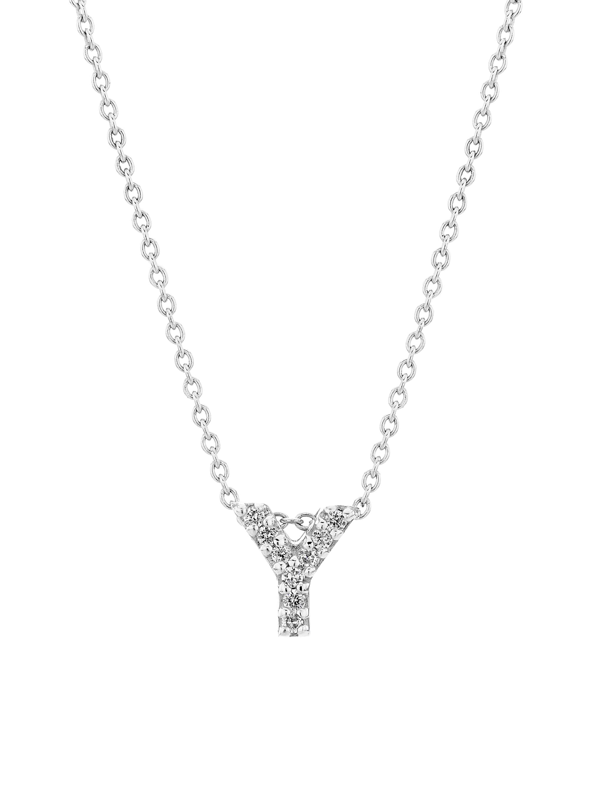 Roberto Coin Women's Tiny Treasures 0.08 TCW Diamond & 18K White Gold Initial Necklace - Initial Y