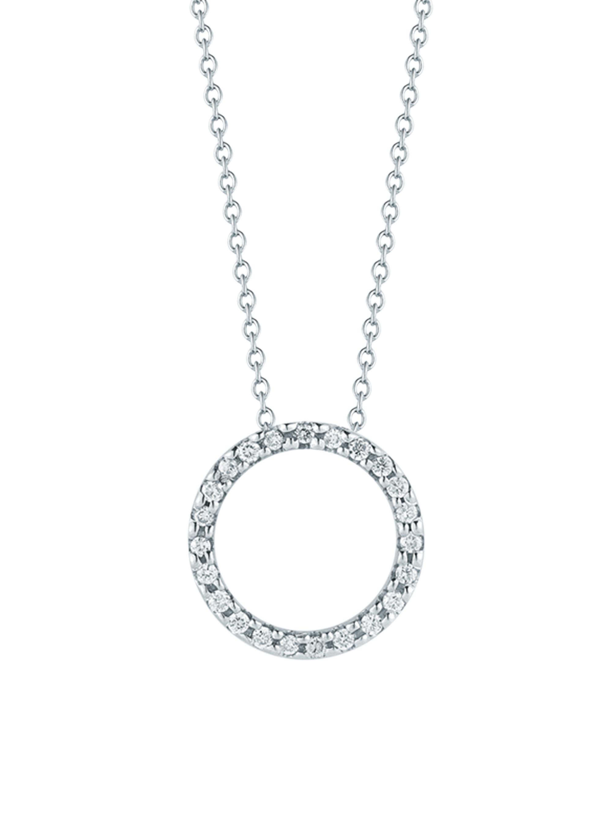 Roberto Coin Women's Tiny Treasures 0.11 TCW Diamond & 18K White Gold Petite Circle Pendant Necklace - White Gold