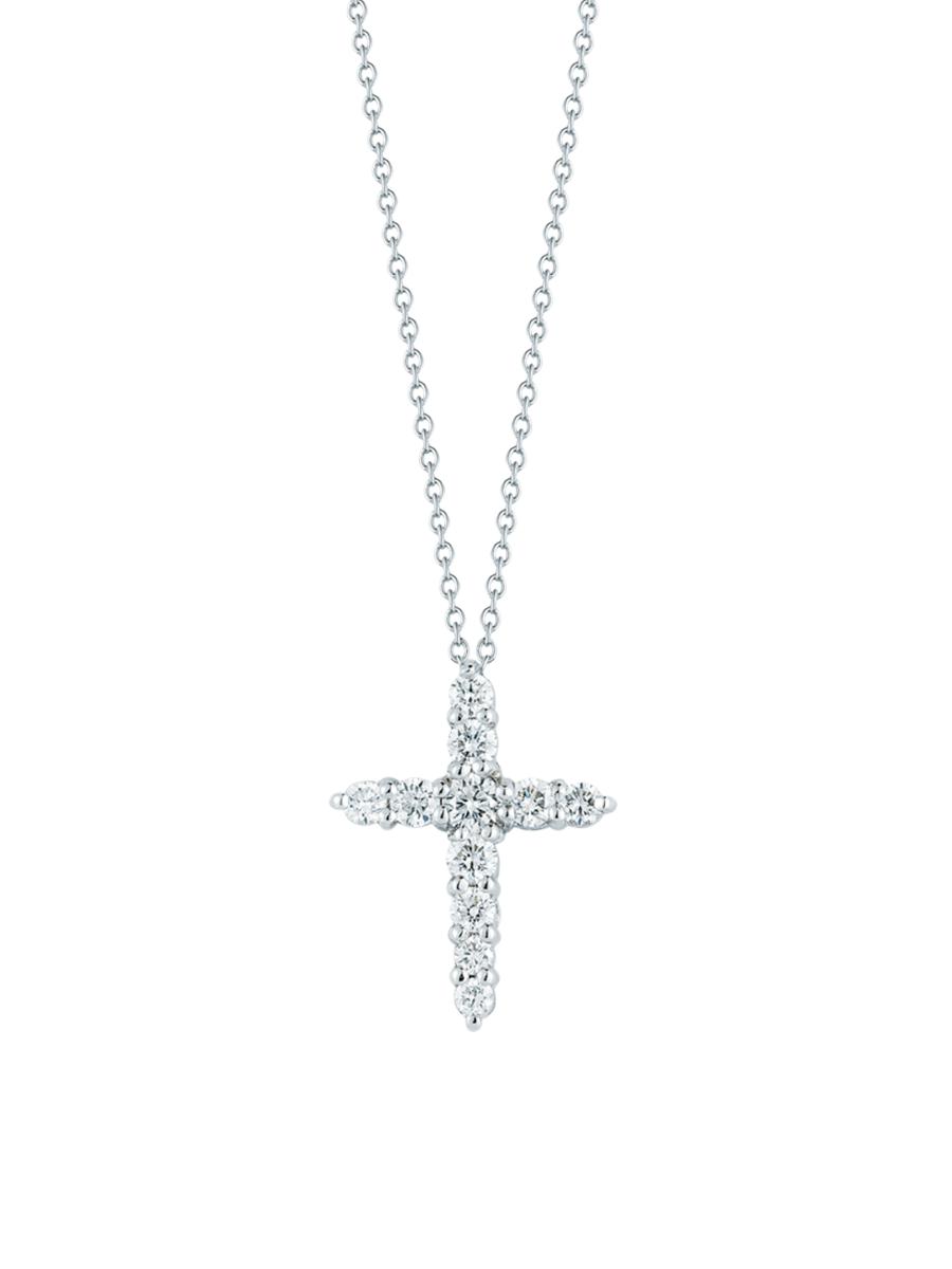 Roberto Coin Tiny Treasures Diamond & 18K White Gold Cross Pendant