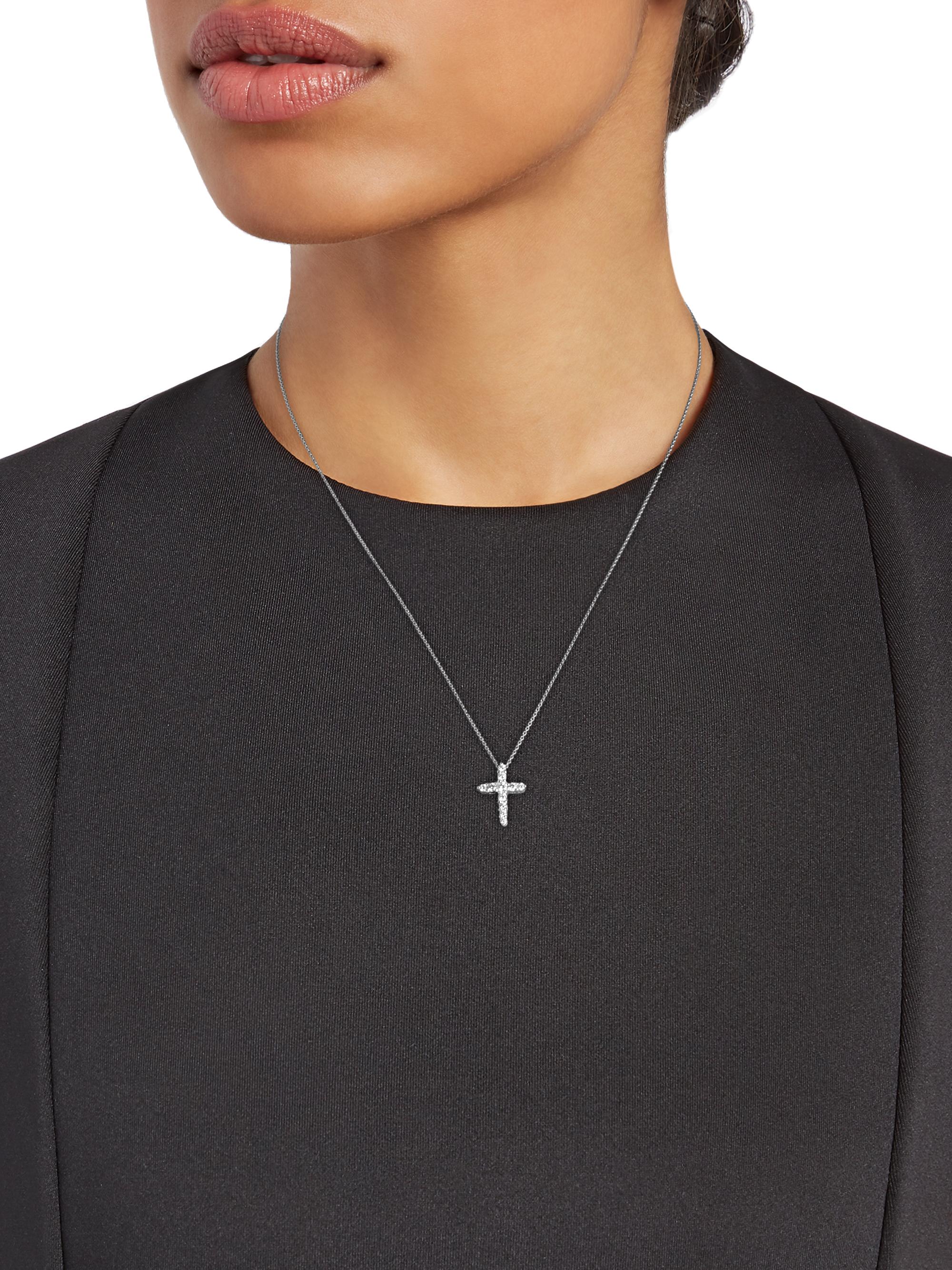Roberto Coin Tiny Treasures Diamond & 18K White Gold Cross Pendant