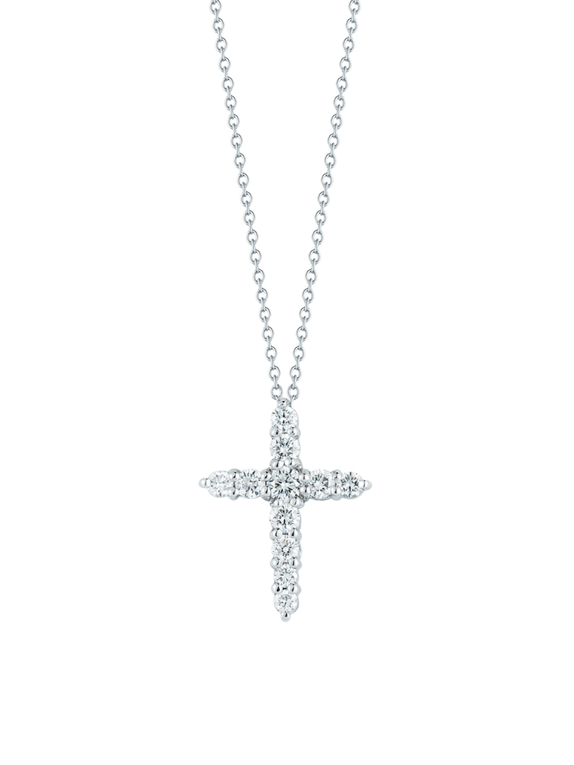 Roberto Coin Women's Tiny Treasures Diamond & 18K White Gold Cross Pendant Necklace - White Gold