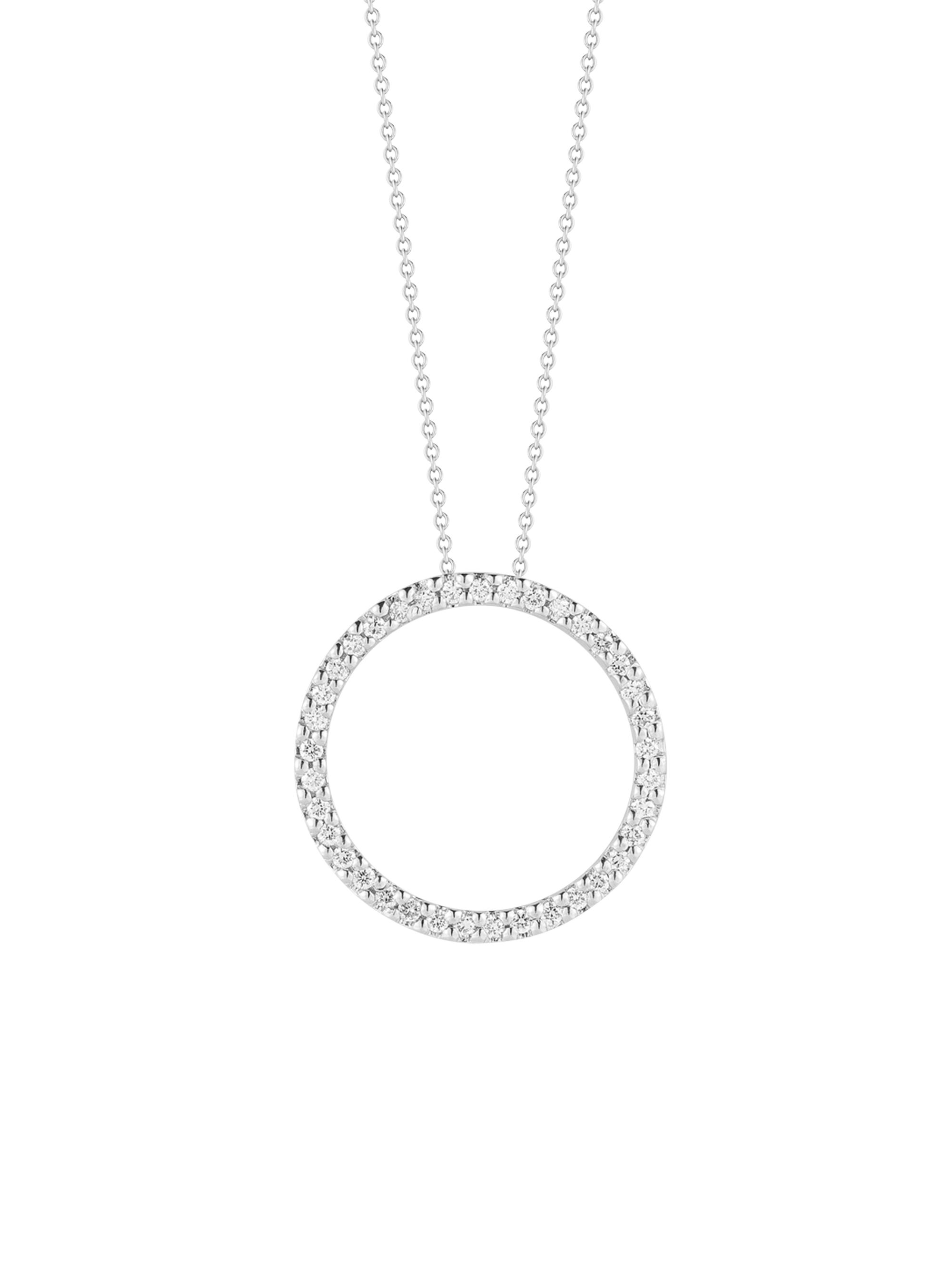 Roberto Coin Women's Tiny Treasures Diamond & 18K White Gold  Circle Pendant Necklace - White Gold
