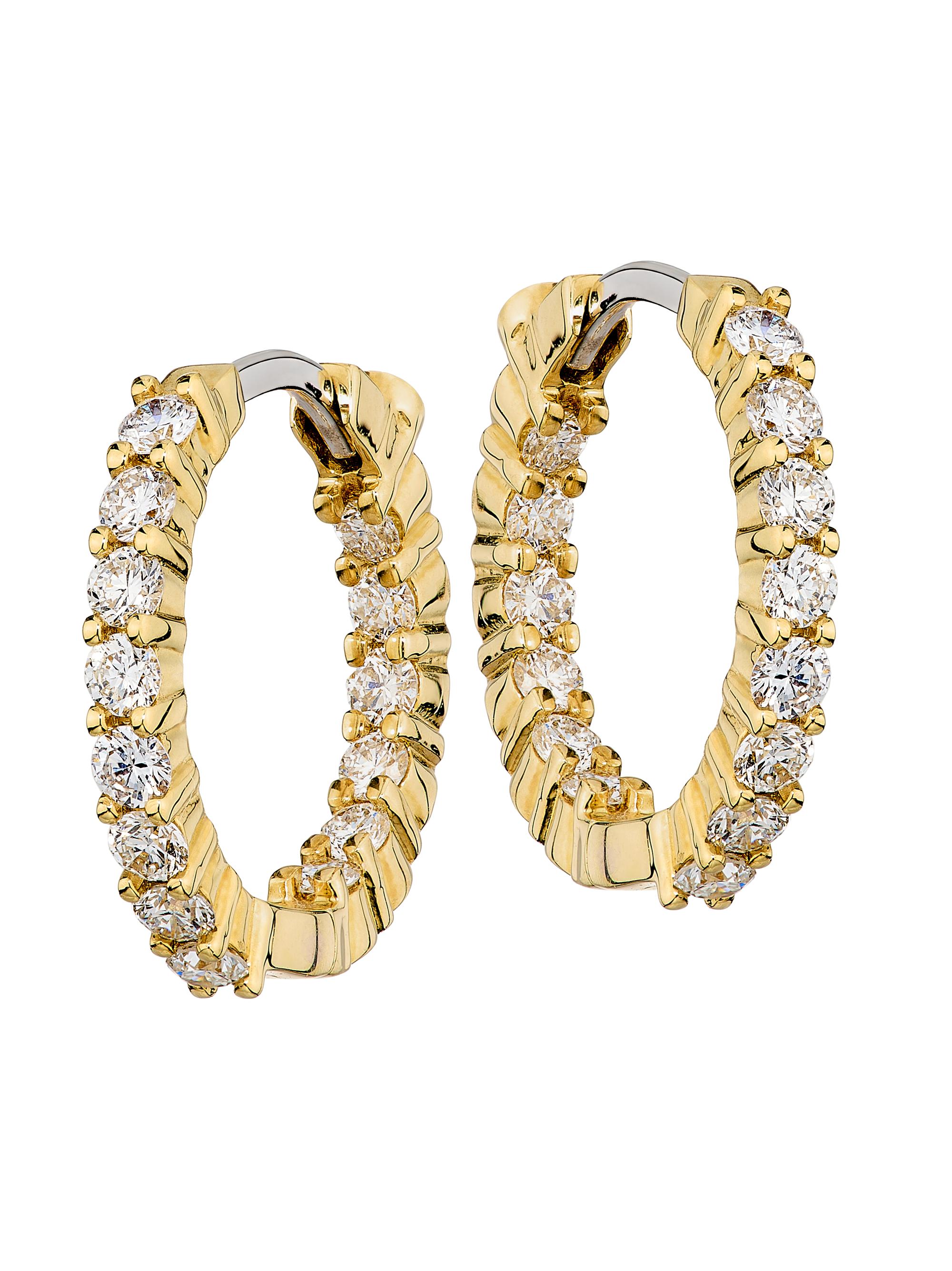 Roberto Coin Women's 0.76 TCW Diamond & 18K White Gold Hoop Earrings/0.5" - Yellow Gold