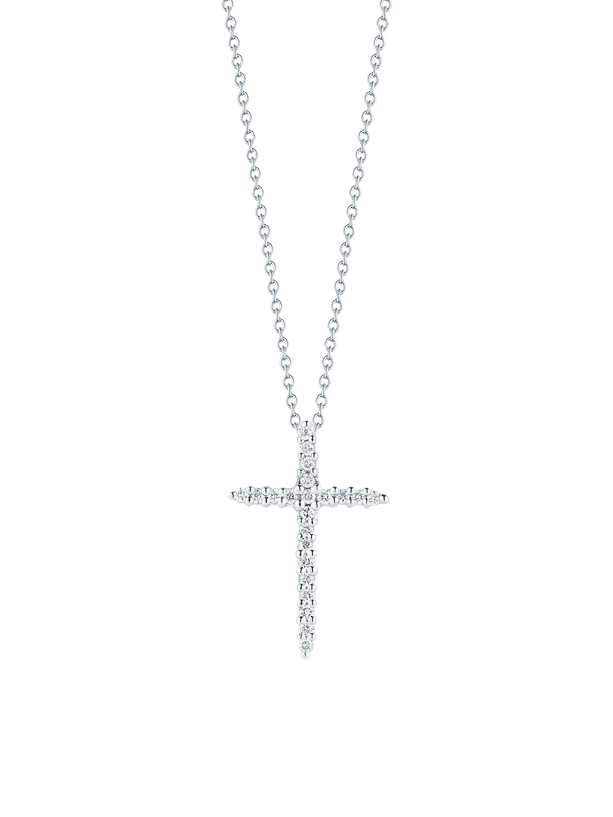 Roberto Coin Women's Tiny Treasures 0.1 TCW Diamond & 18K White Gold Cross Pendant Necklace - White Gold