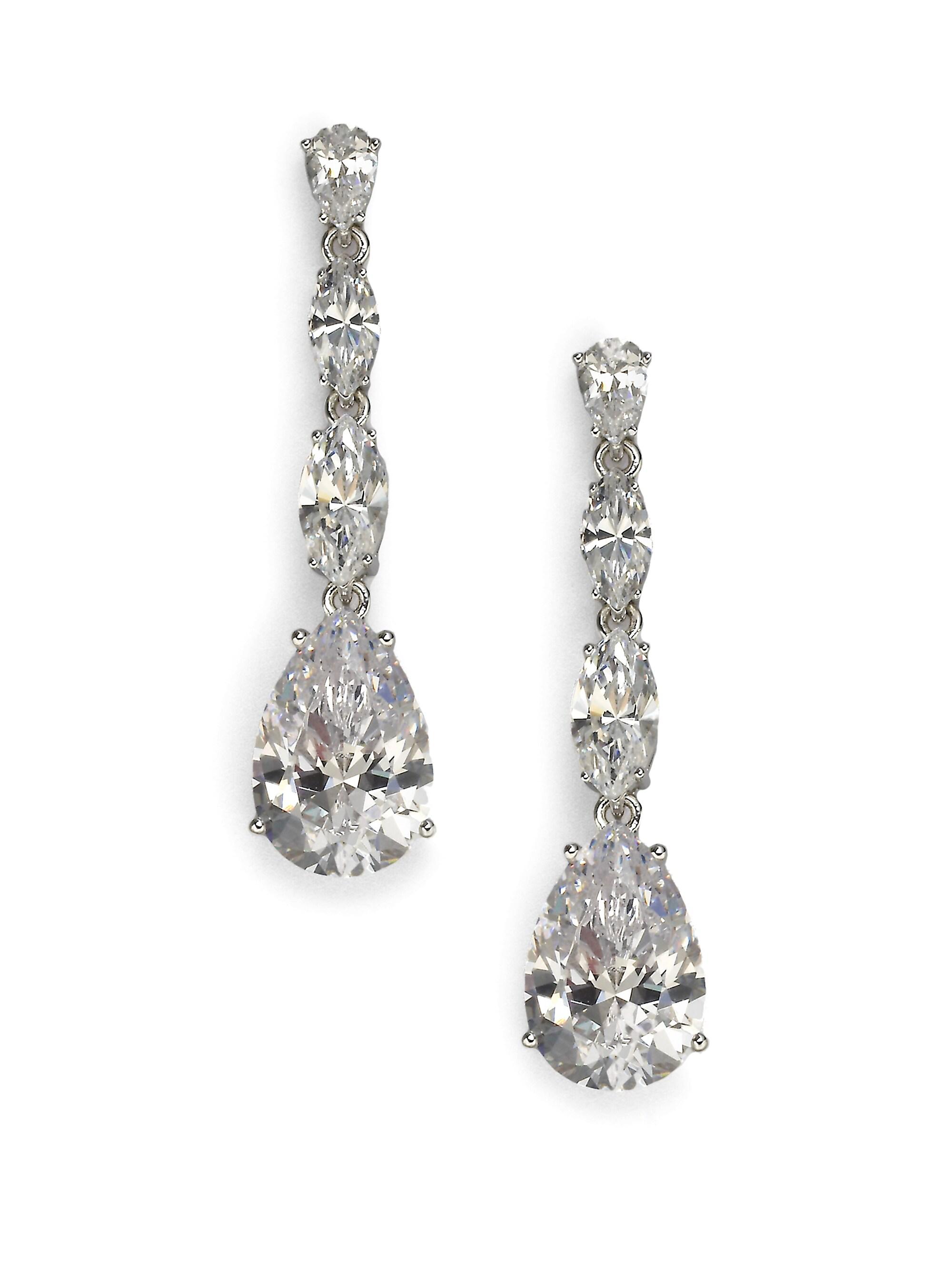 Adriana Orsini Women's Sterling Silver Pear Drop Linear Earrings - Clear
