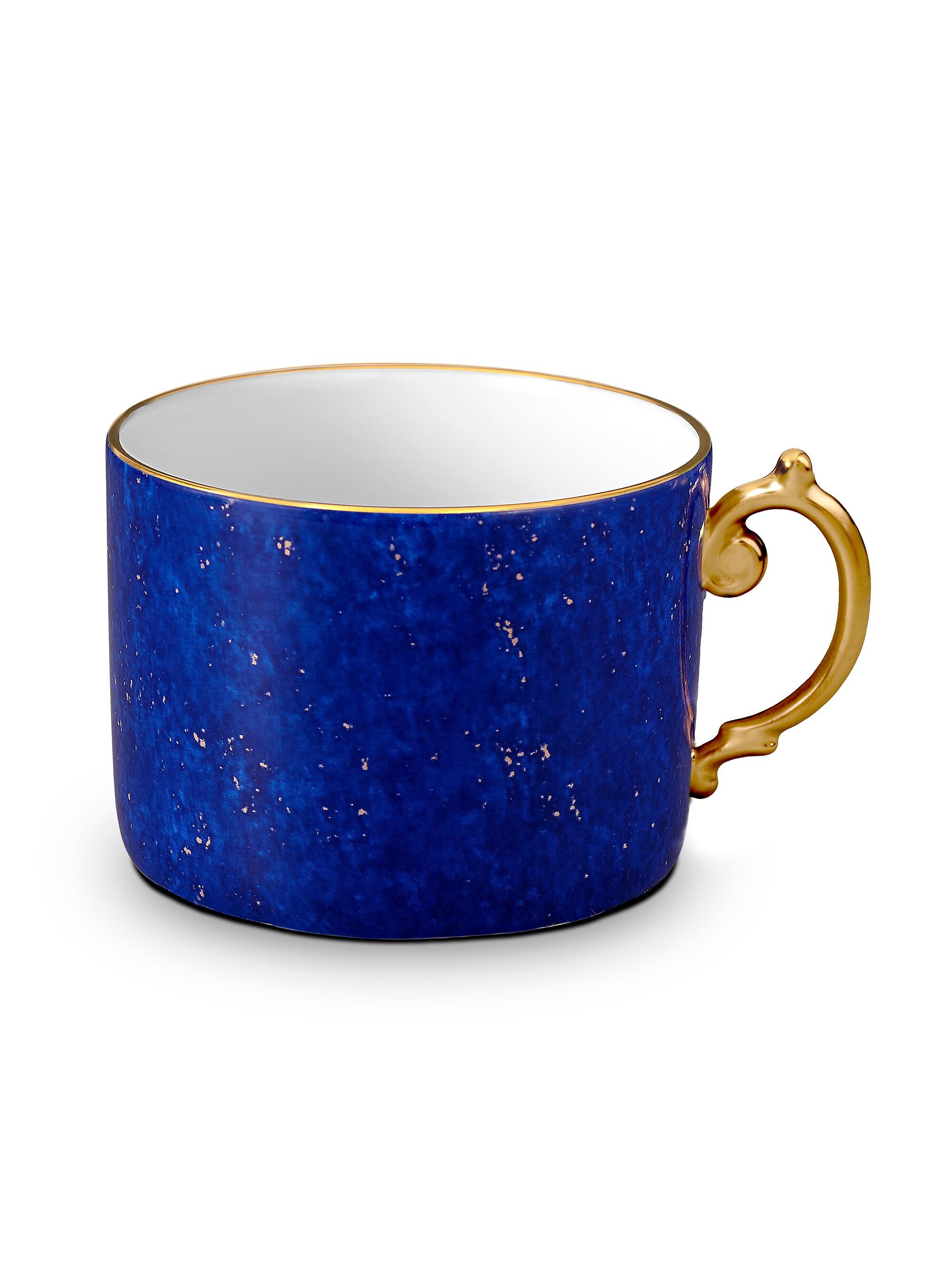 L'Objet Lapis-Look Limoges Porcelain & 24K Gold Tea Cup