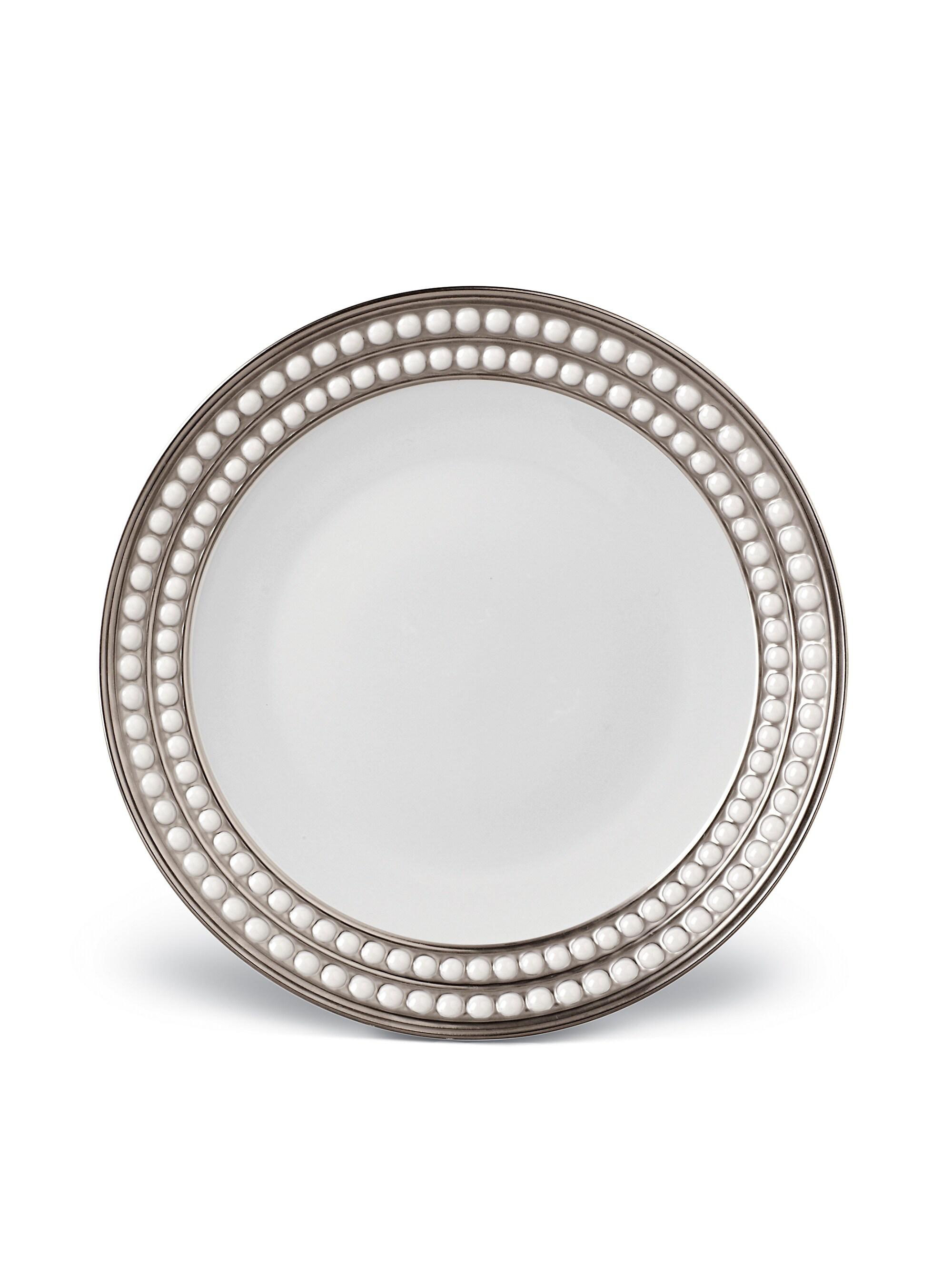 L'Objet Perlee Pocelain and Platinum Dessert Plate