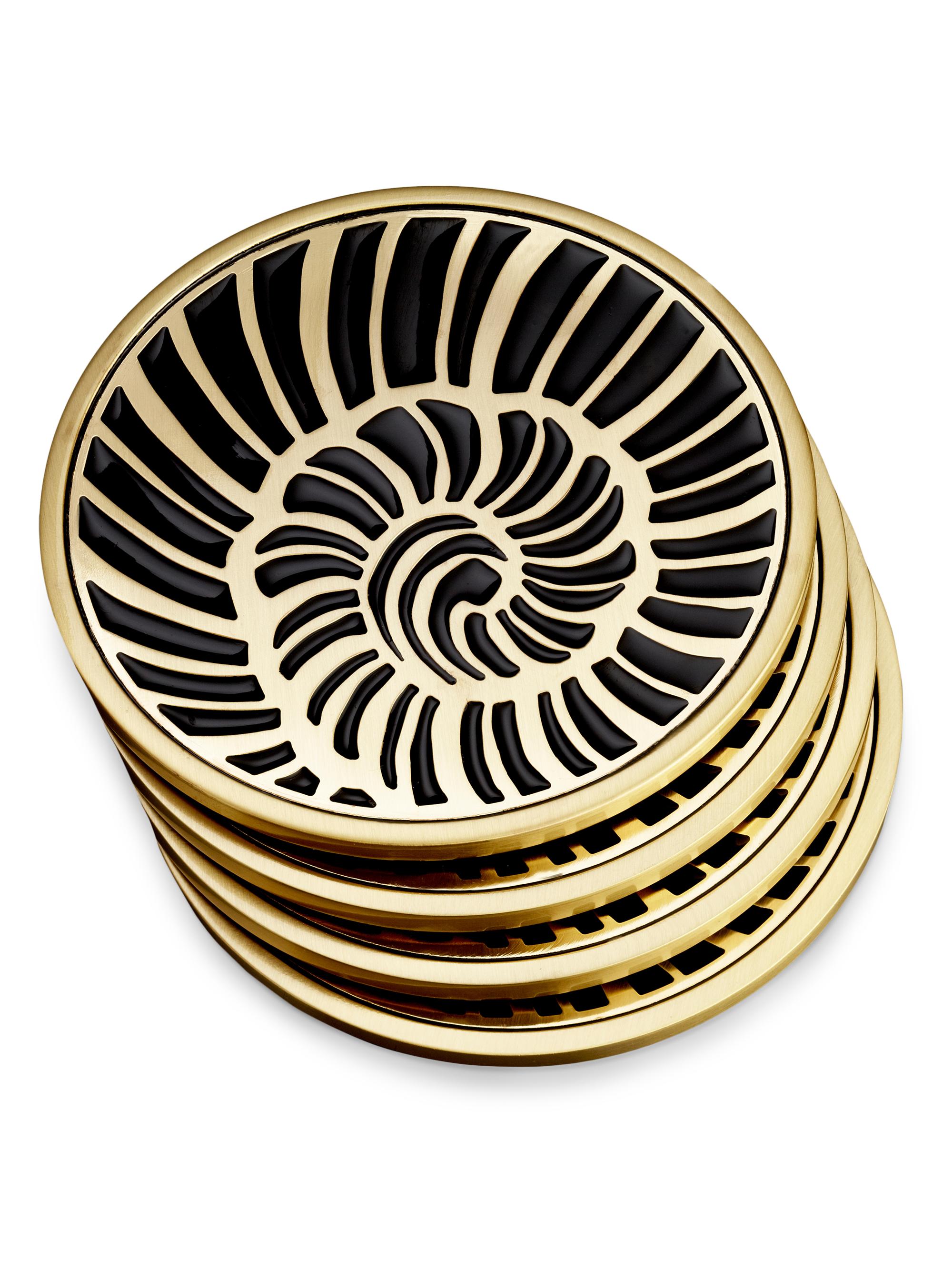 L'Objet 4-Piece Shell Coasters - Black Gold