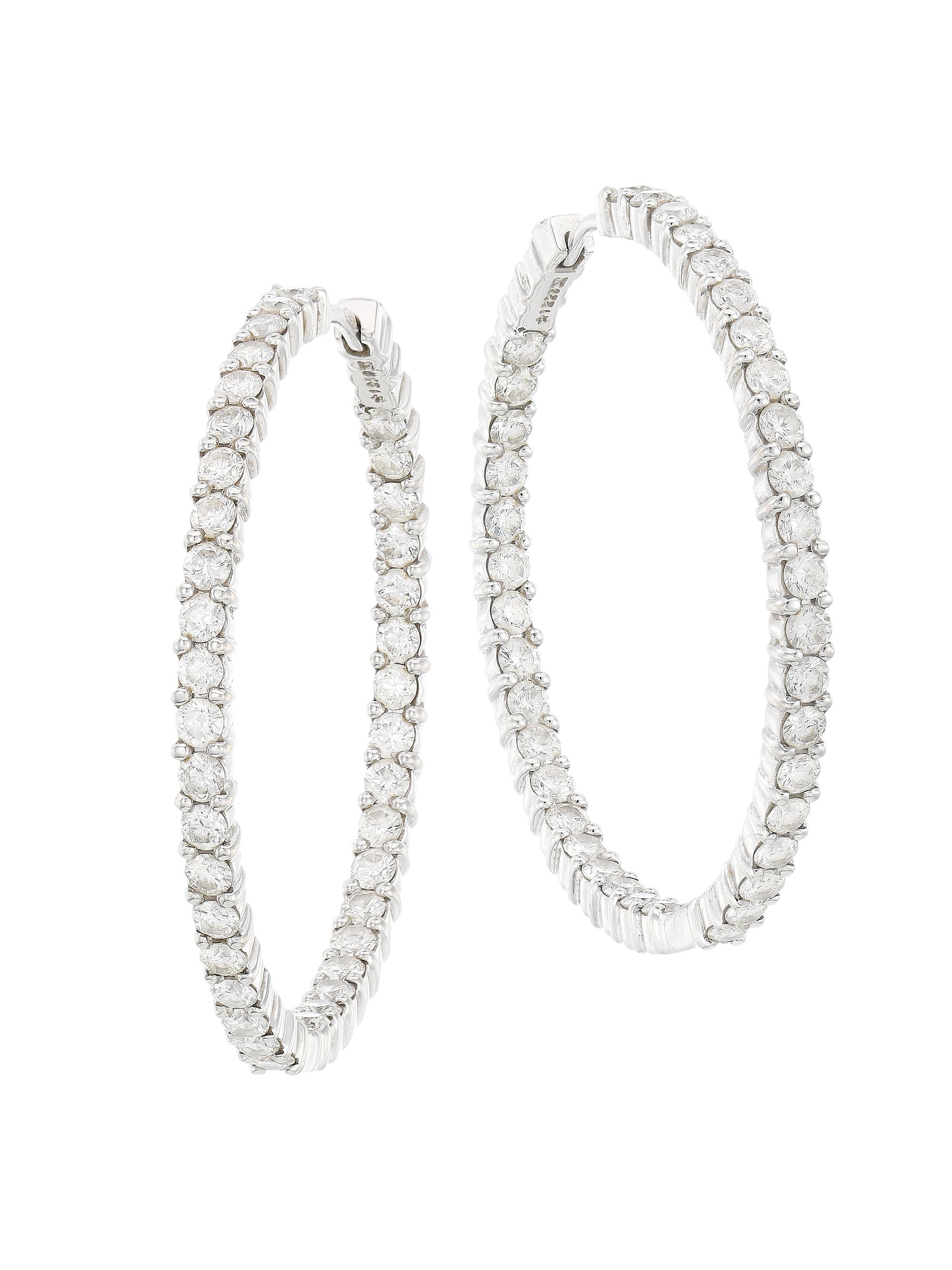 Roberto Coin Women's 18K White Gold & 3.48 TCW Diamond Inside-Out Hoop Earrings/38MM - White Gold