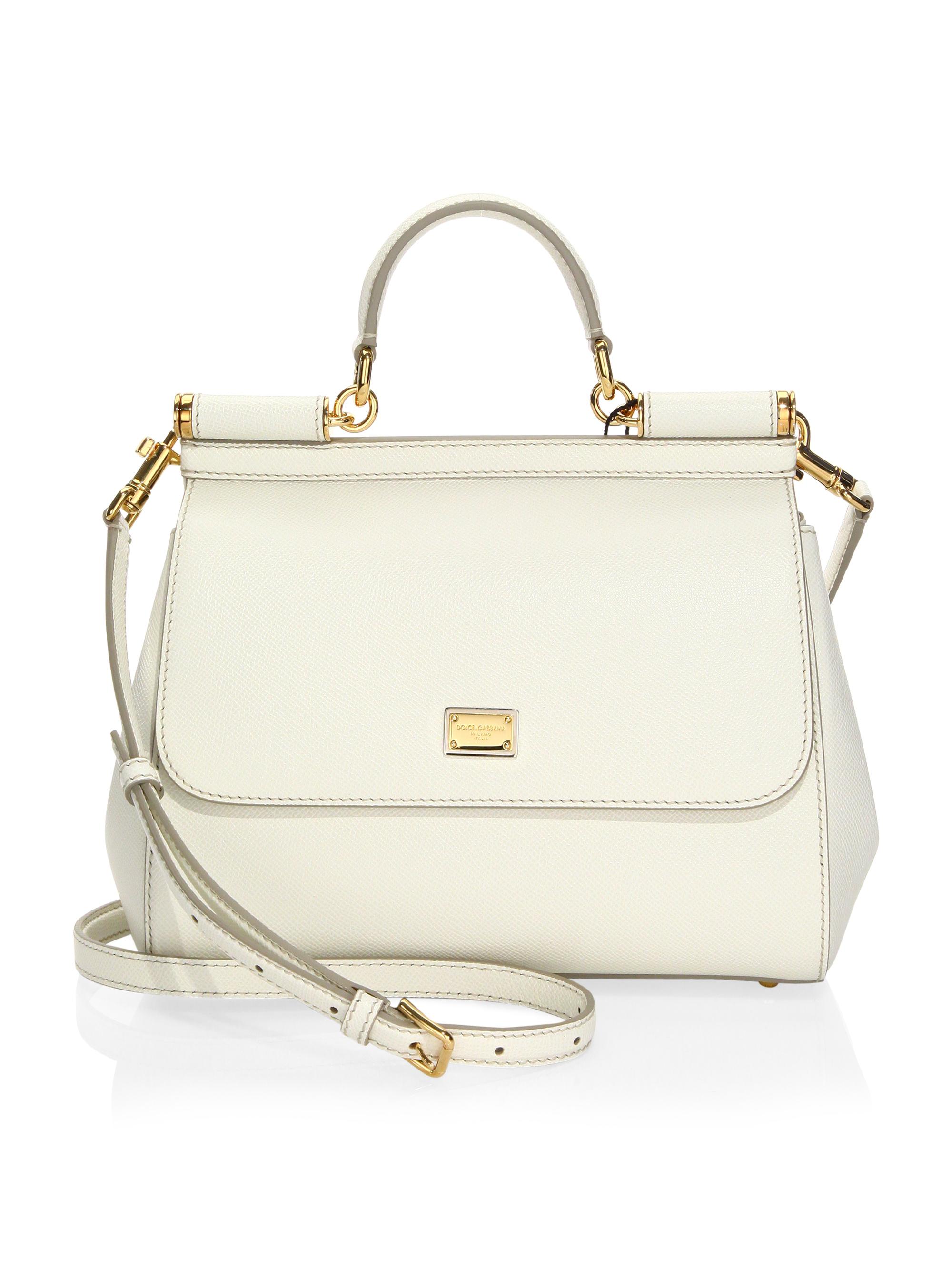 Dolce & Gabbana Women's  Sicily Leather Top Handle Bag - White