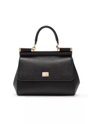 Dolce & Gabbana Women's  Sicily Leather Top Handle Bag - Black