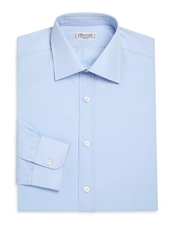 Shop Charvet Regular-Fit Cotton Long-Sleeve Dress Shirt | Saks ...
