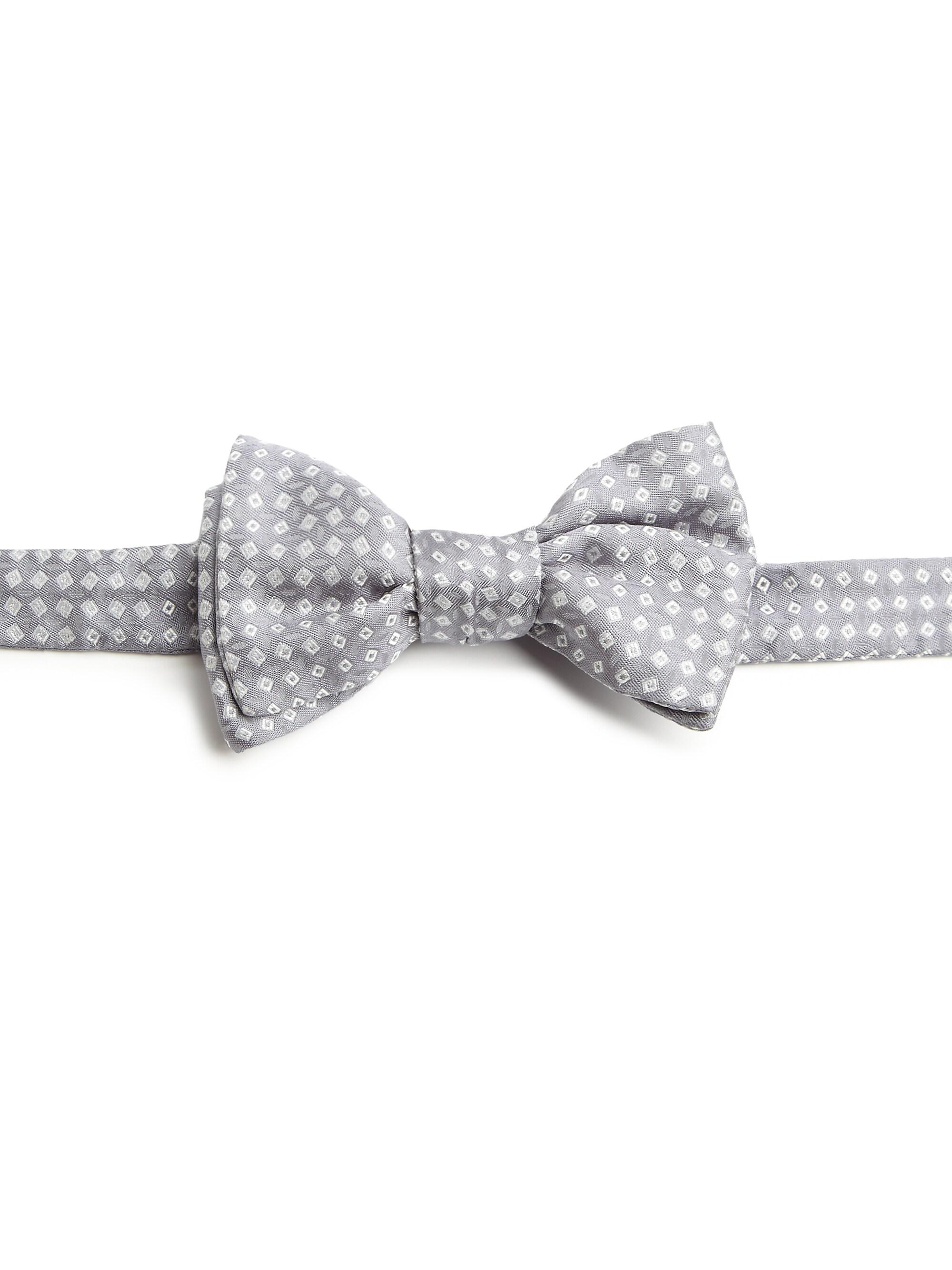 Charvet Men's Neat Square Silk Bow Tie - Grey Multi